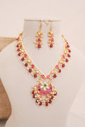 Maharani Ruby Pachi Kundan Pearl Strand Necklace Set