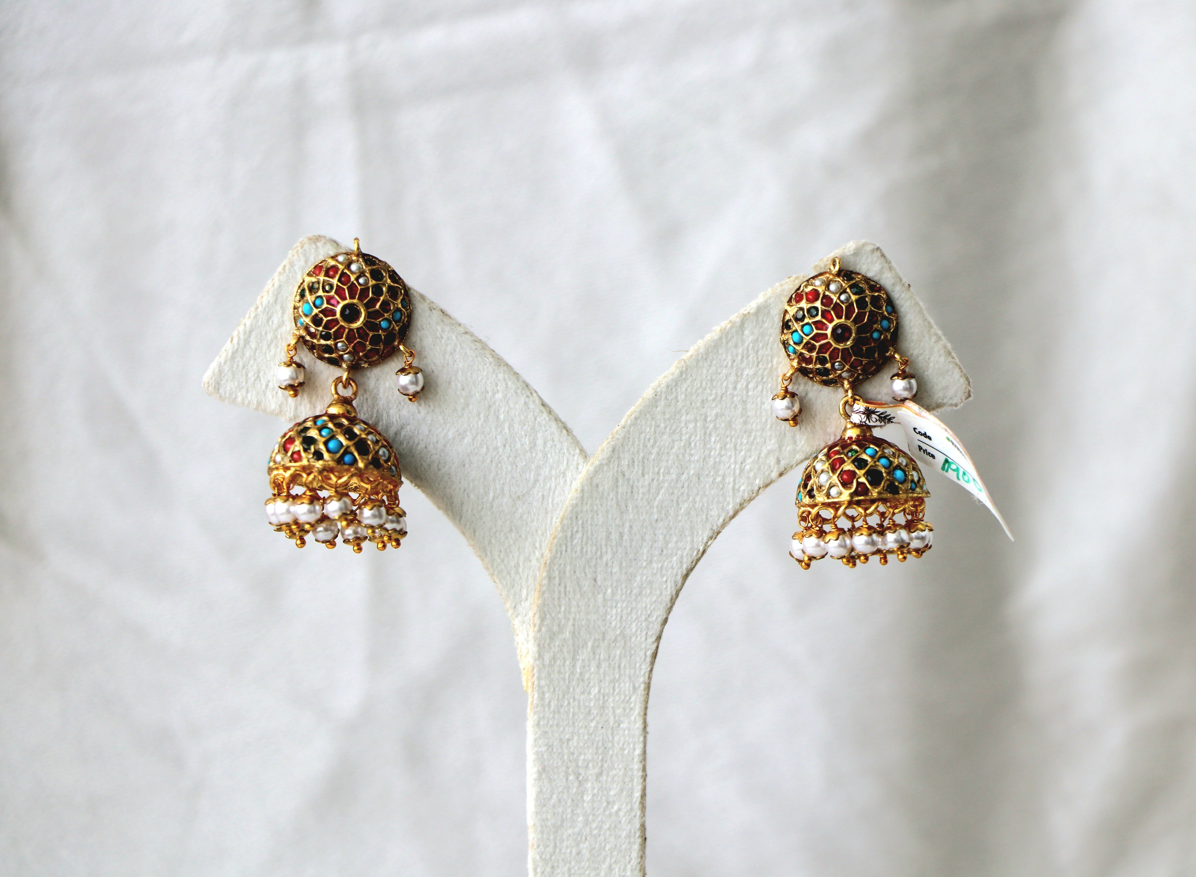 Crimson Cascade Pearl Earrings