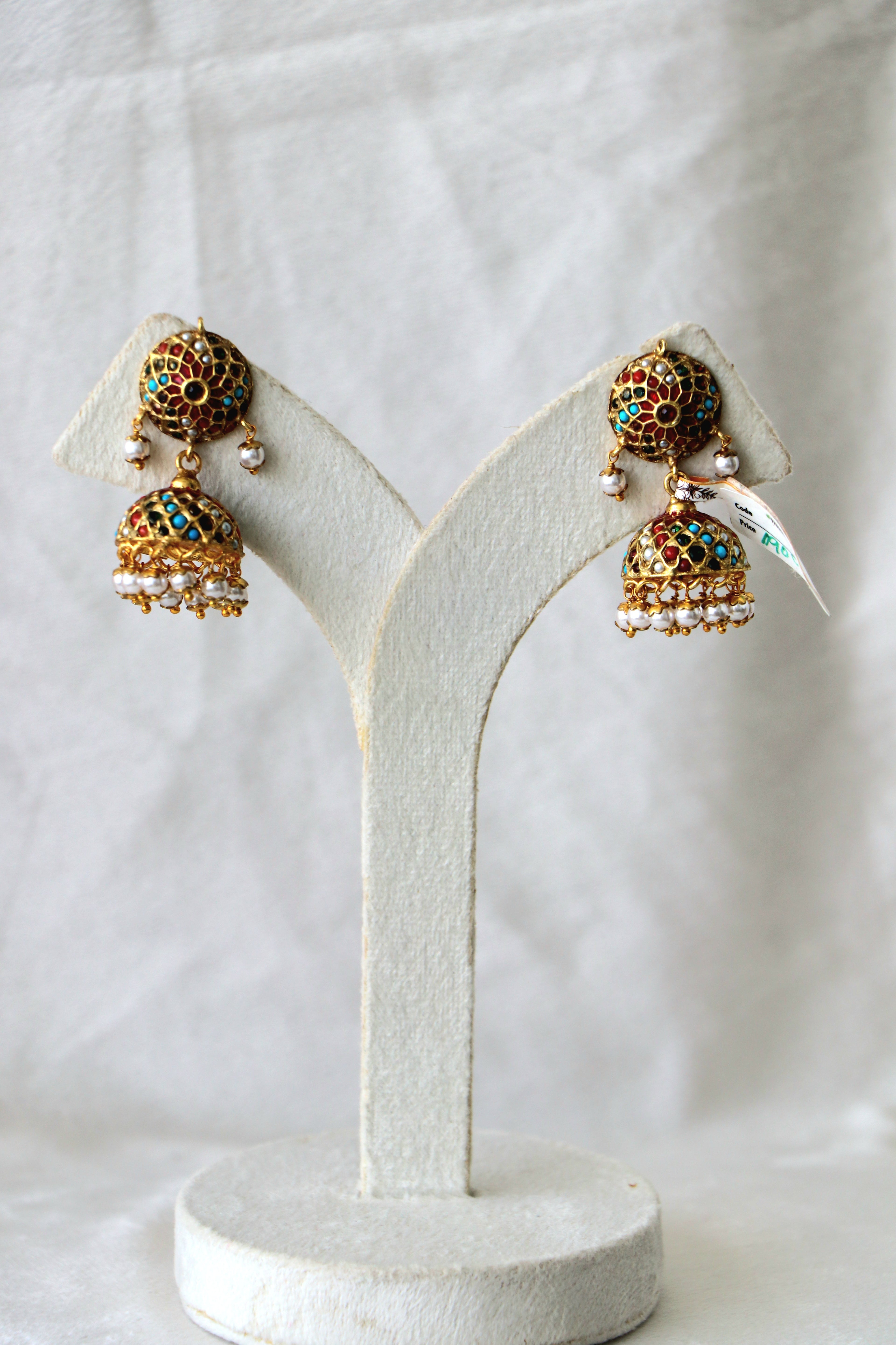 Crimson Cascade Pearl Earrings