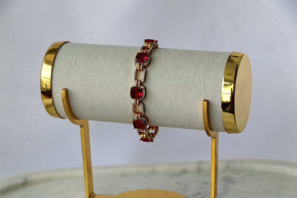 Crimson Cascade Statement Tennis Bracelet