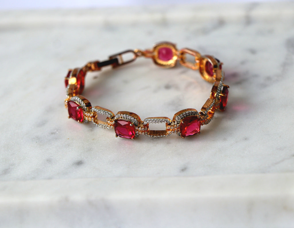 Crimson Cascade Statement Tennis Bracelet