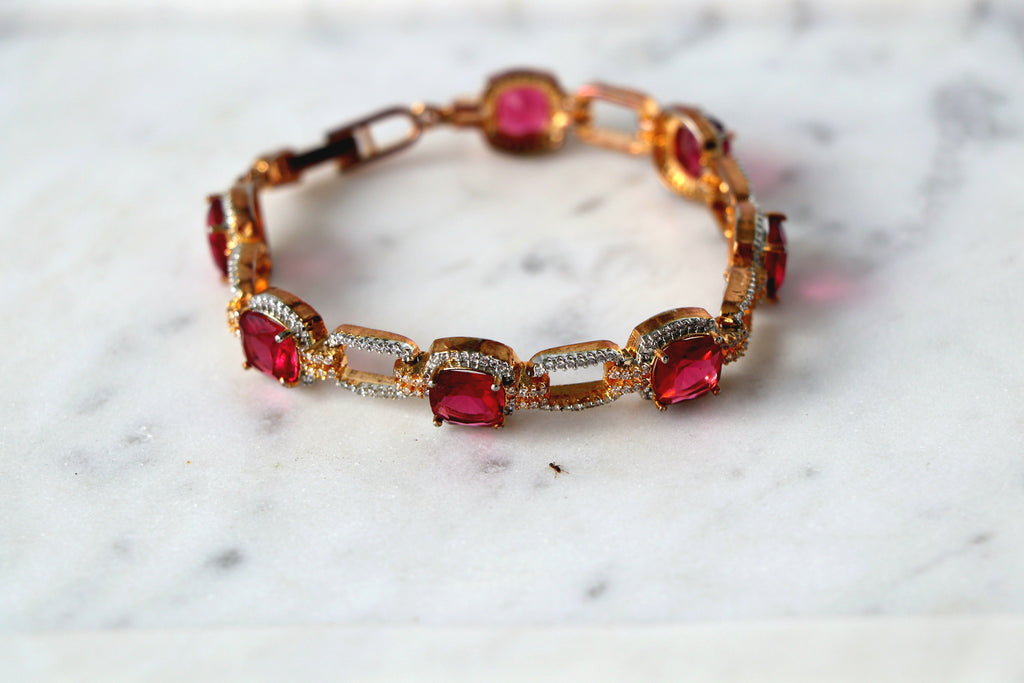 Crimson Cascade Statement Tennis Bracelet