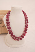 Ruby Corundrum Double Strand Beaded Necklace
