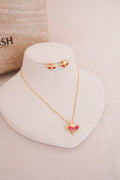 Crimson Dove Gemstone Necklace  Earrings