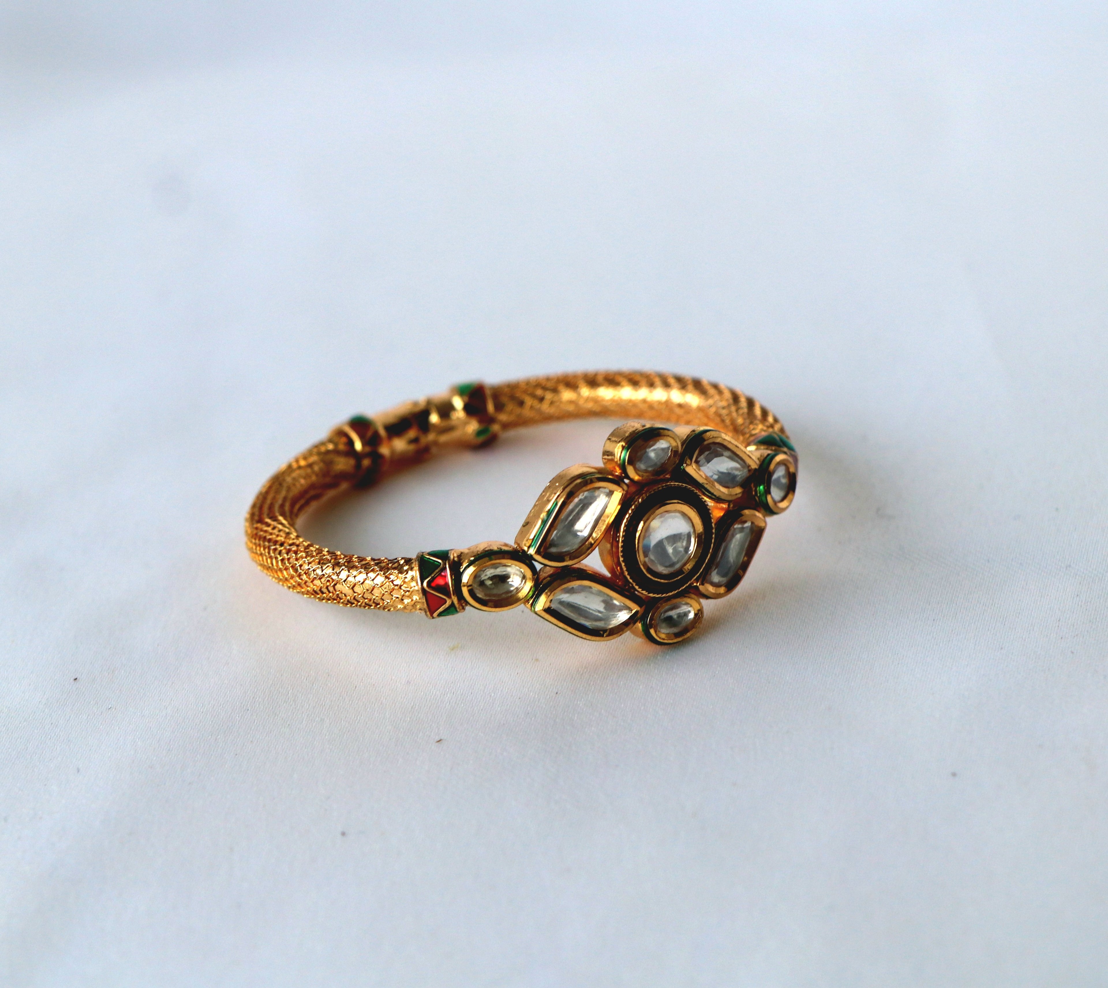 Antique Gold Kundan Mesh Bracele