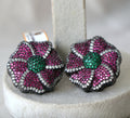 Crimson  Emerald Blossom Earrings