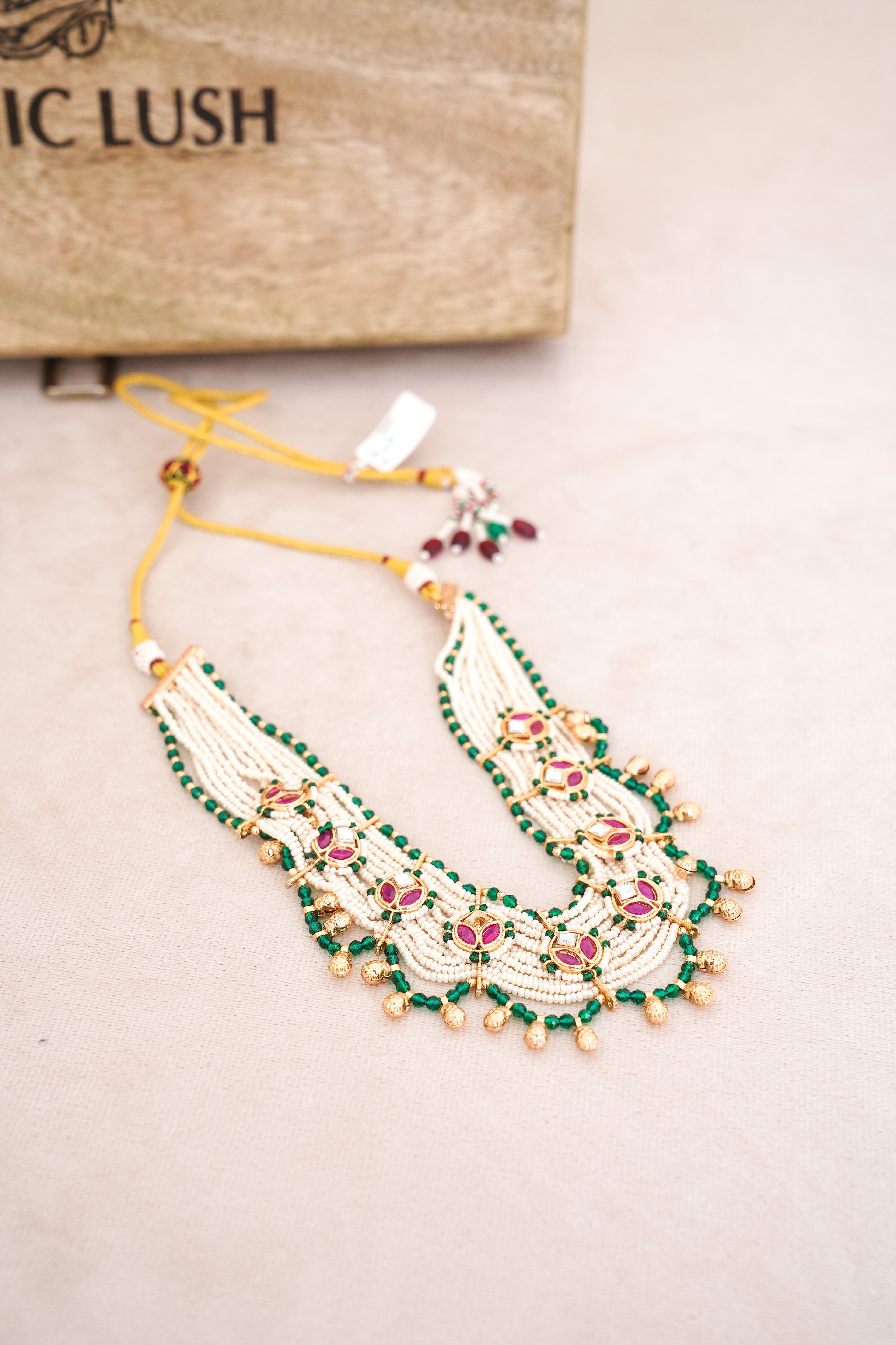 Crimson  Emerald Cascade Choker Set