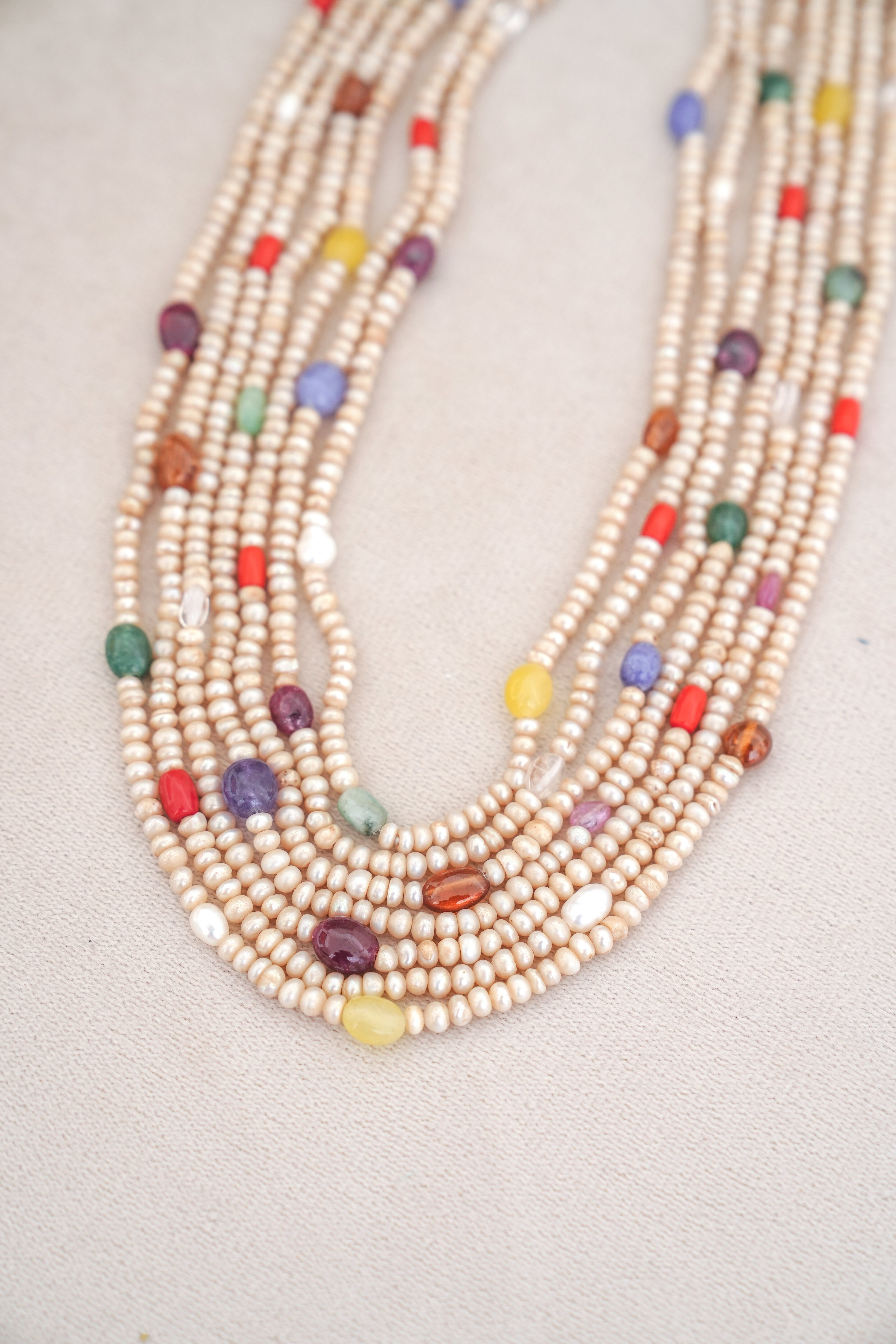 Crimson  Emerald Cascade Necklace