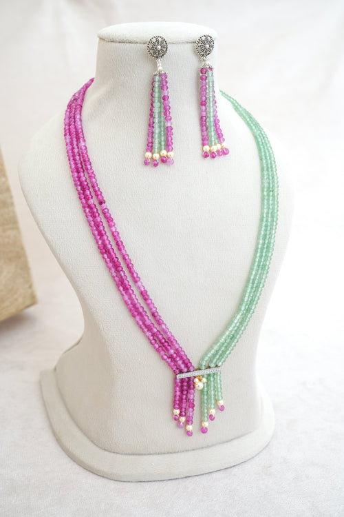 Blossom & Mint Layered Tassel Set