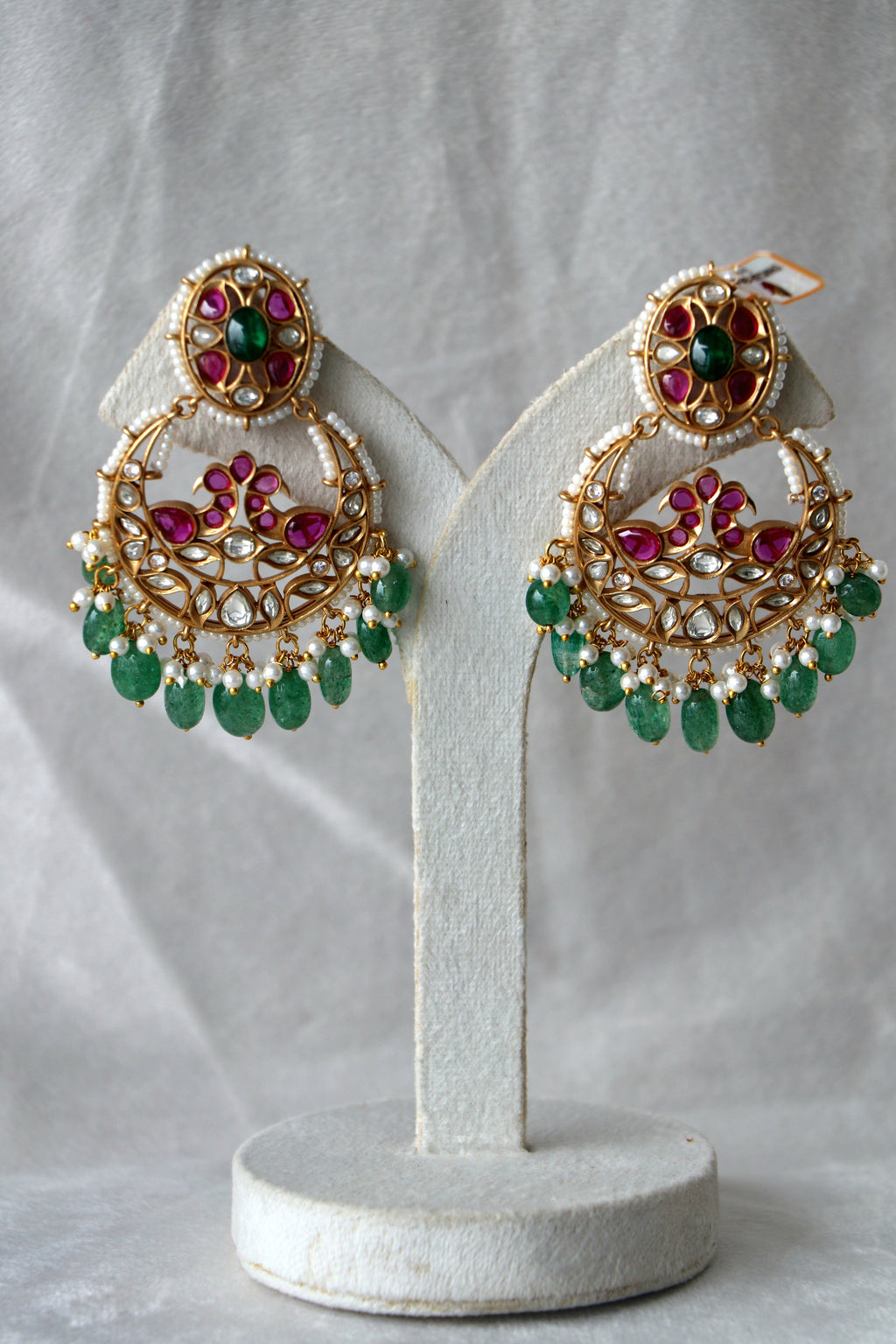 Crimson  Emerald Peacock Earrings