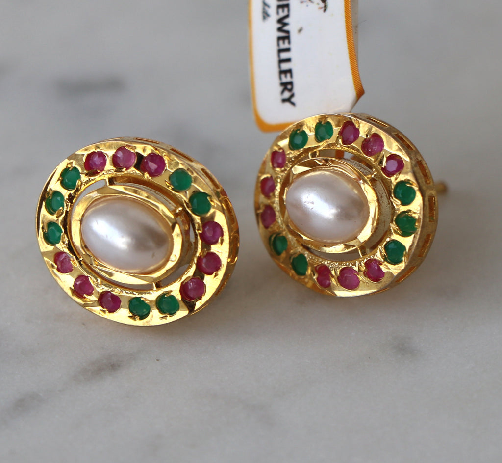 Pearl Jadau Studs