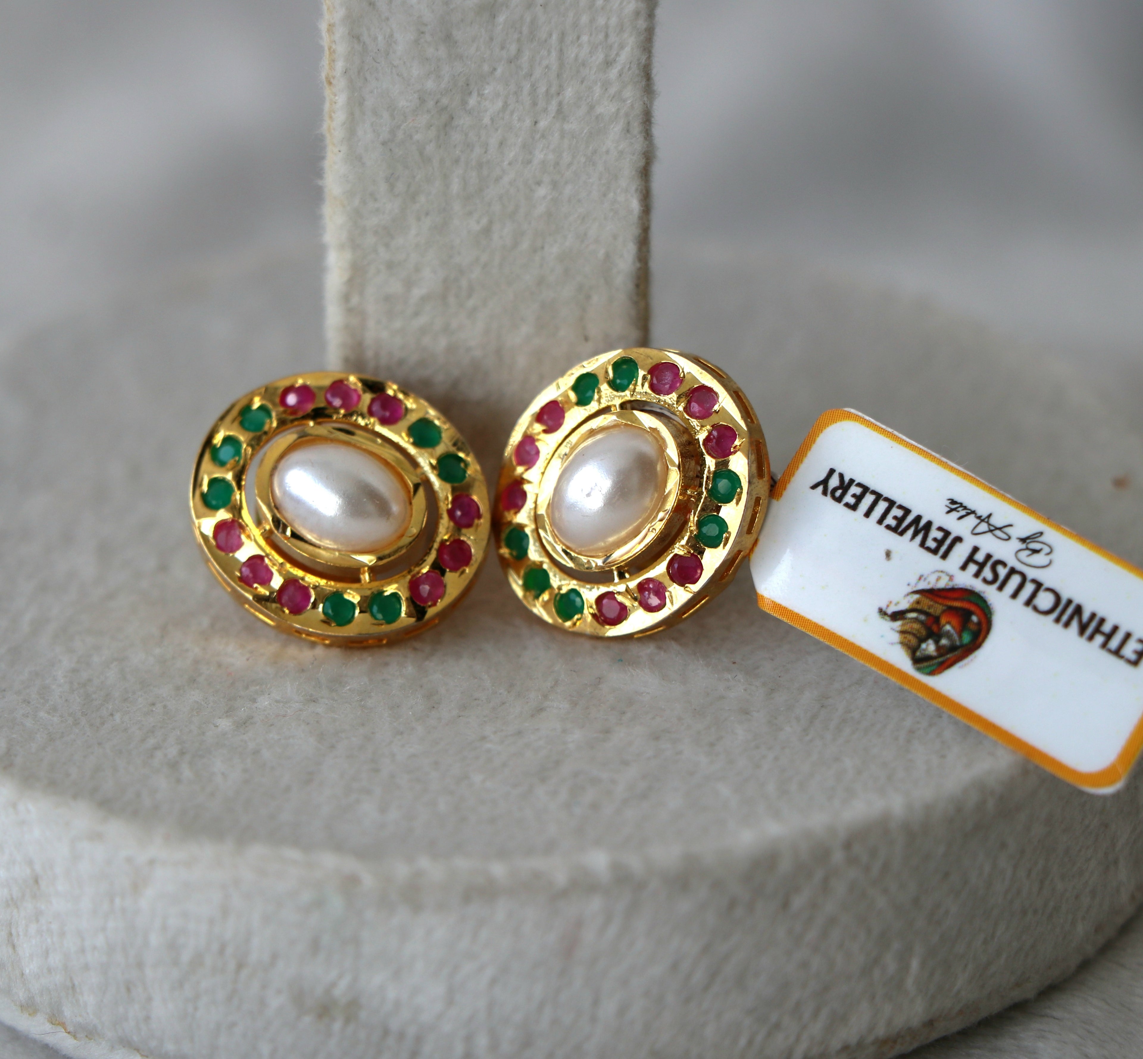 Pearl Jadau Studs