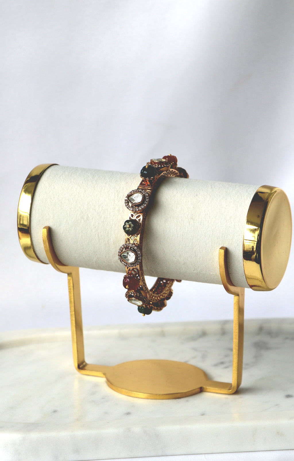 Multigemstone Polki Kundan Openable Bangle