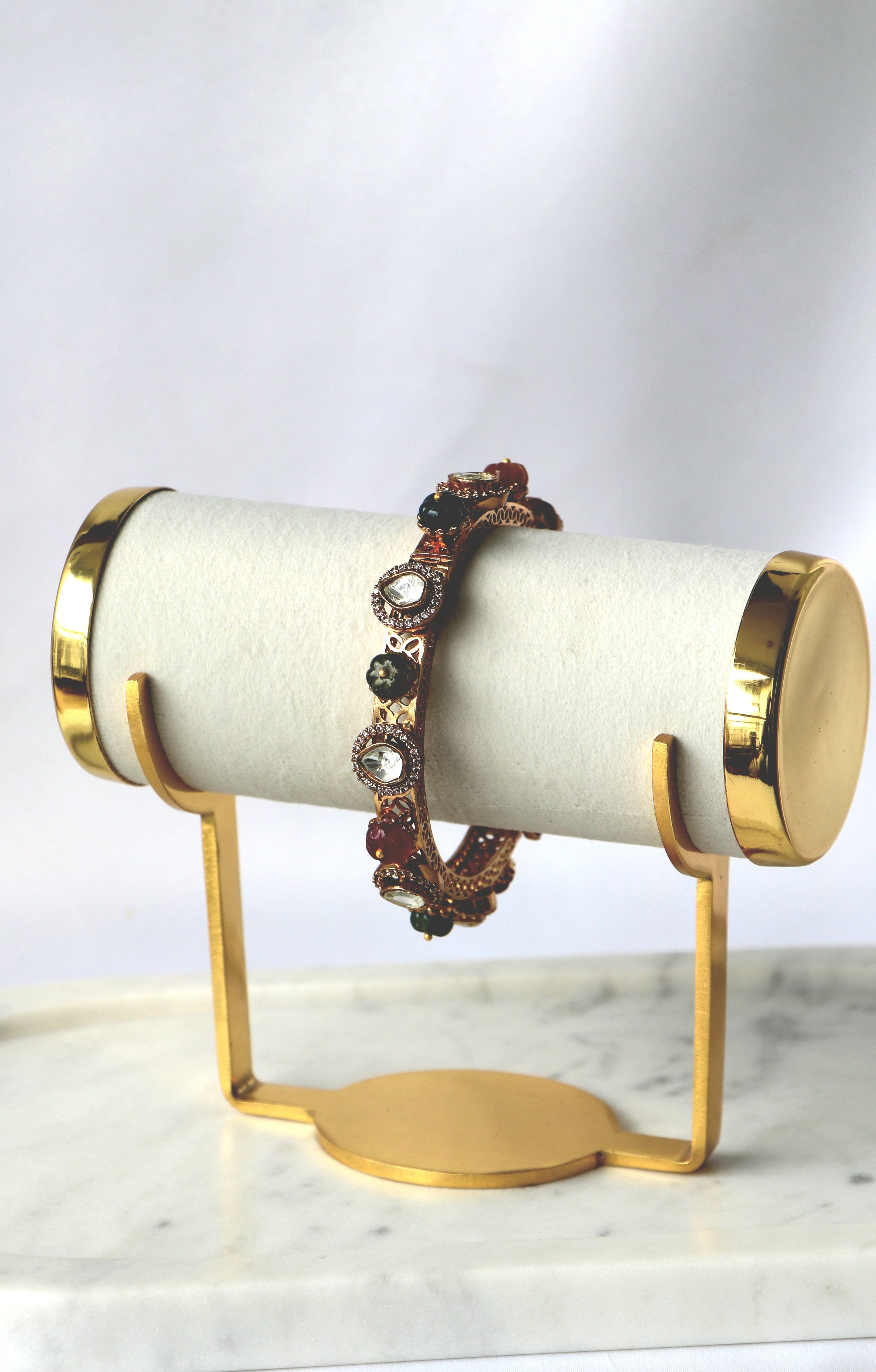 Multigemstone Polki Kundan Openable Bangle
