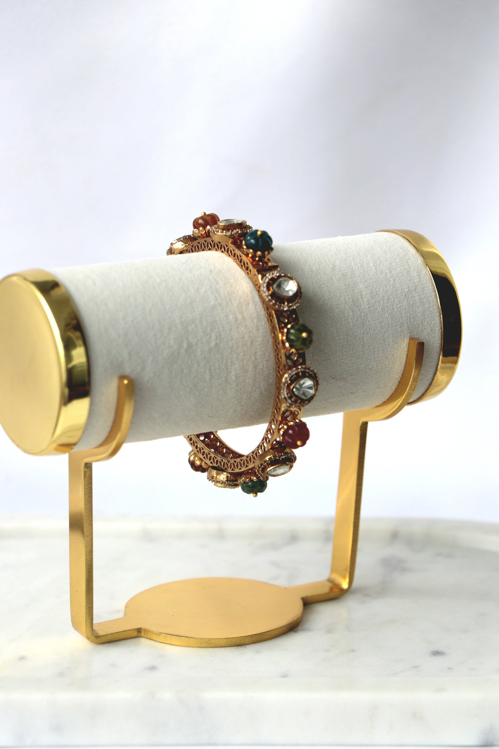 Multigemstone Polki Kundan Openable Bangle