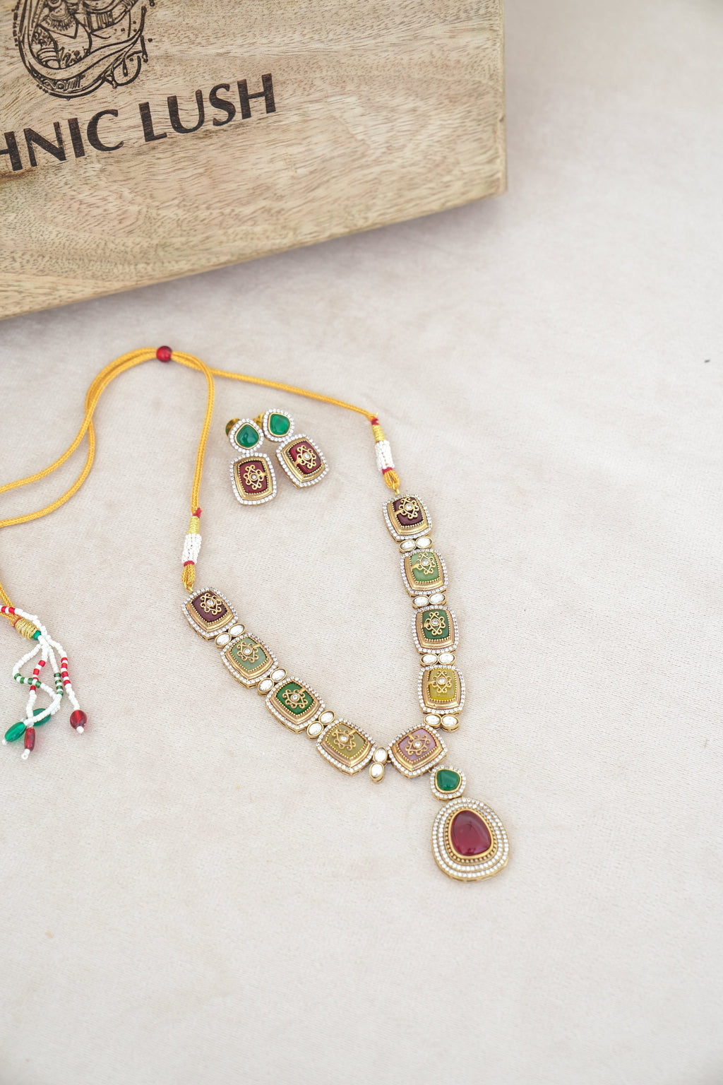 Crimson  Emerald Regalia Necklace Set