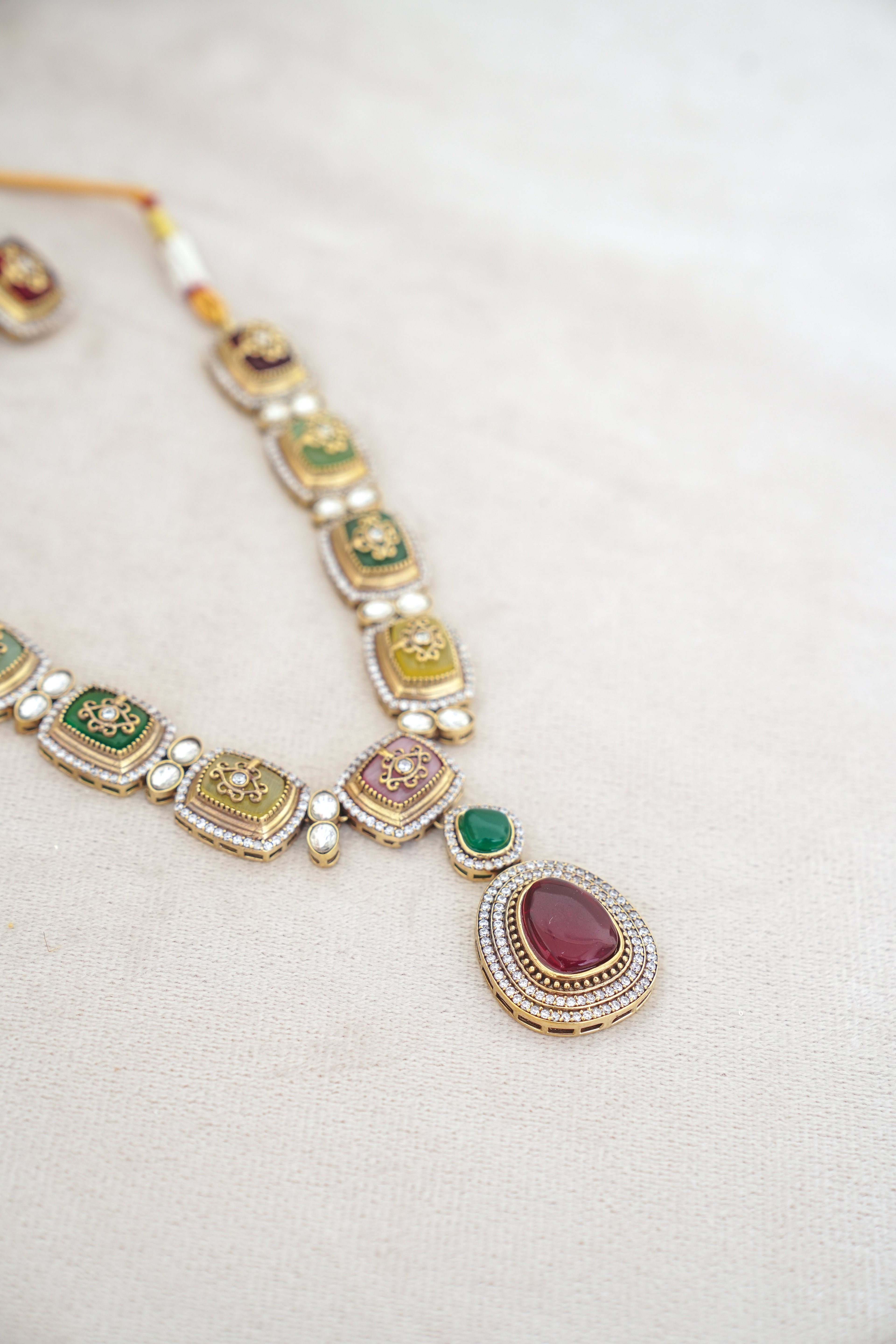 Crimson  Emerald Regalia Necklace Set
