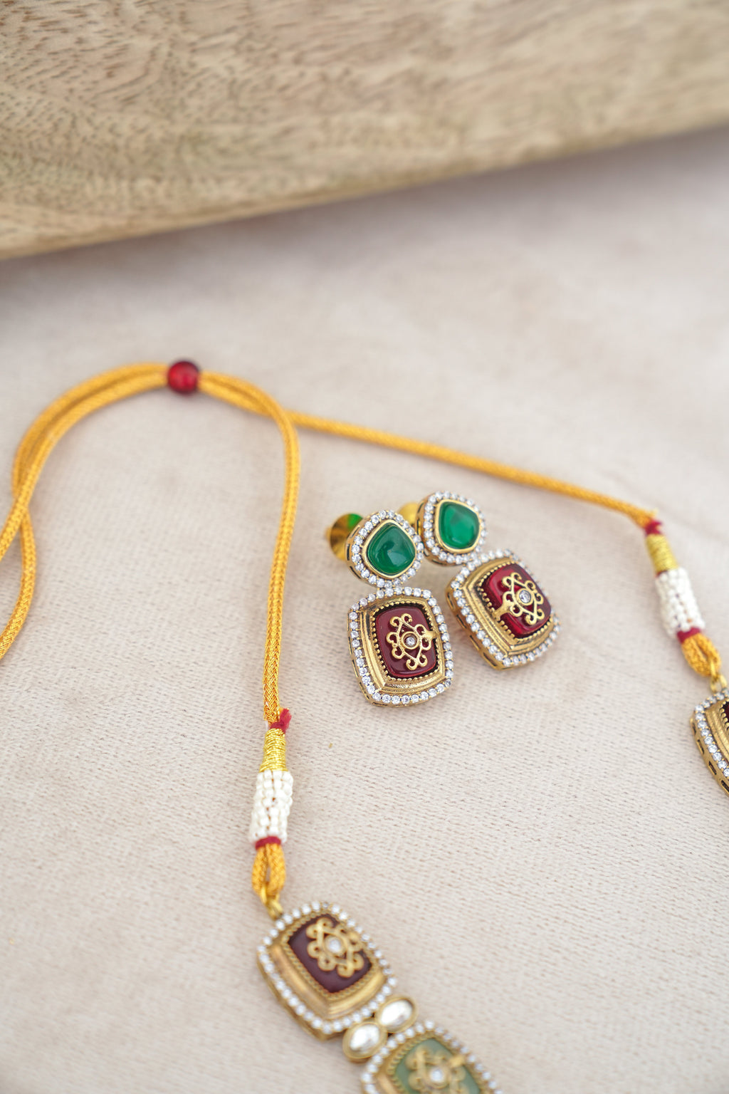 Crimson  Emerald Regalia Necklace Set