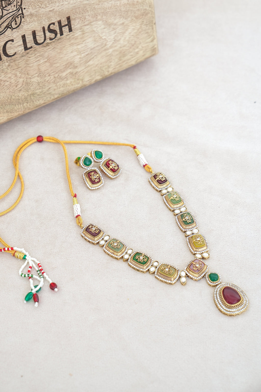 Crimson  Emerald Regalia Necklace Set