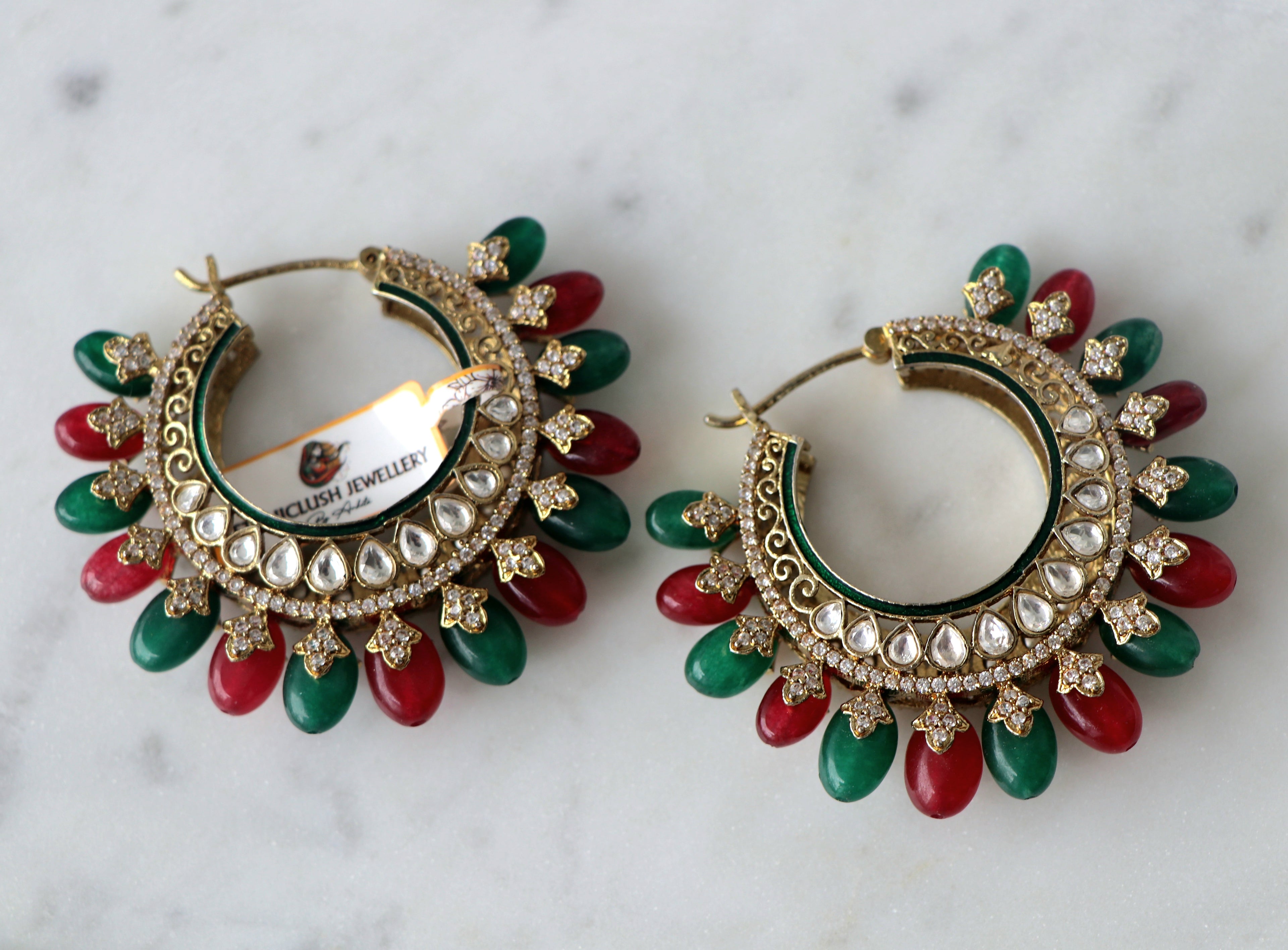 Crimson  Emerald Sunburst Earrings