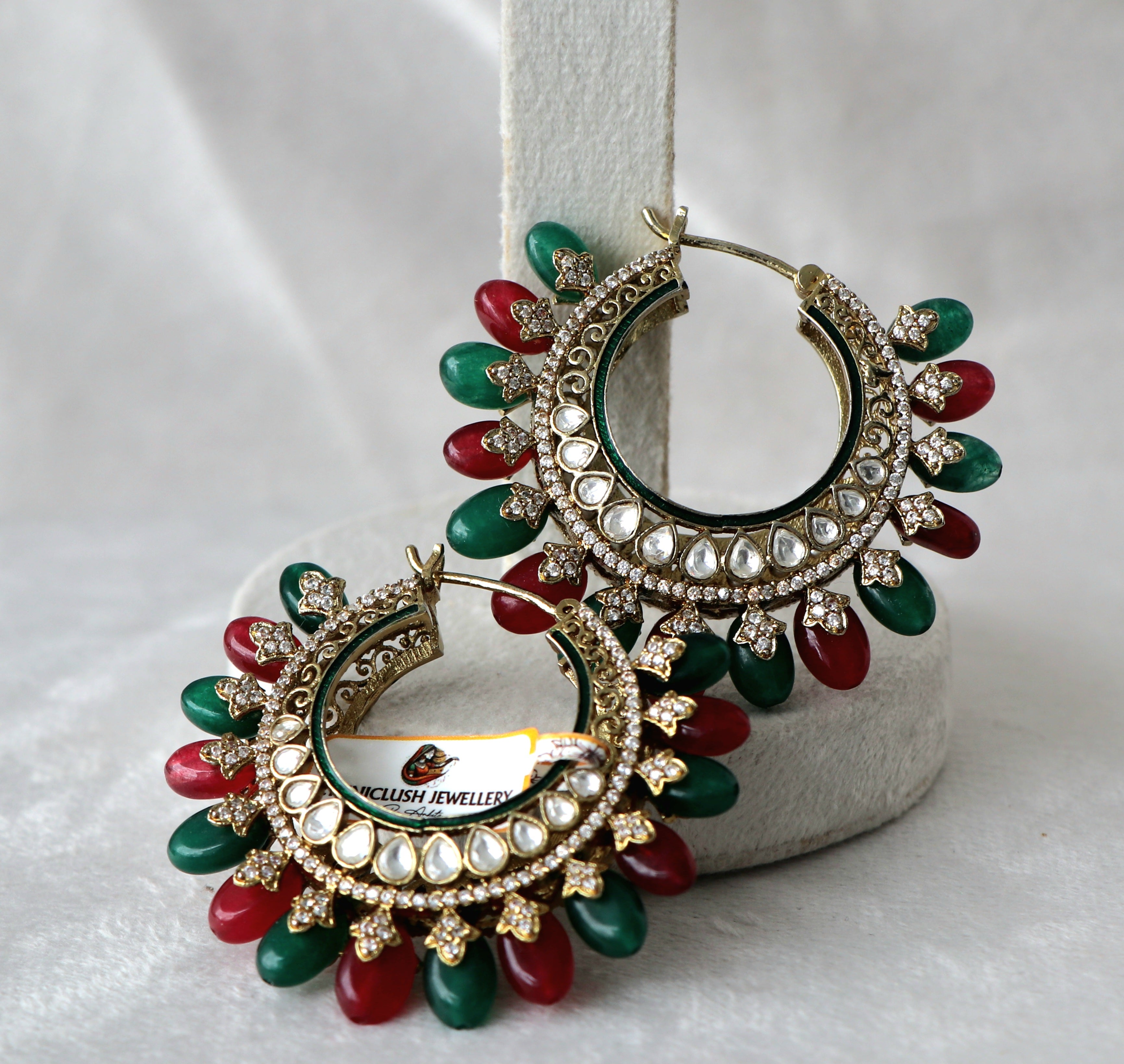 Crimson  Emerald Sunburst Earrings