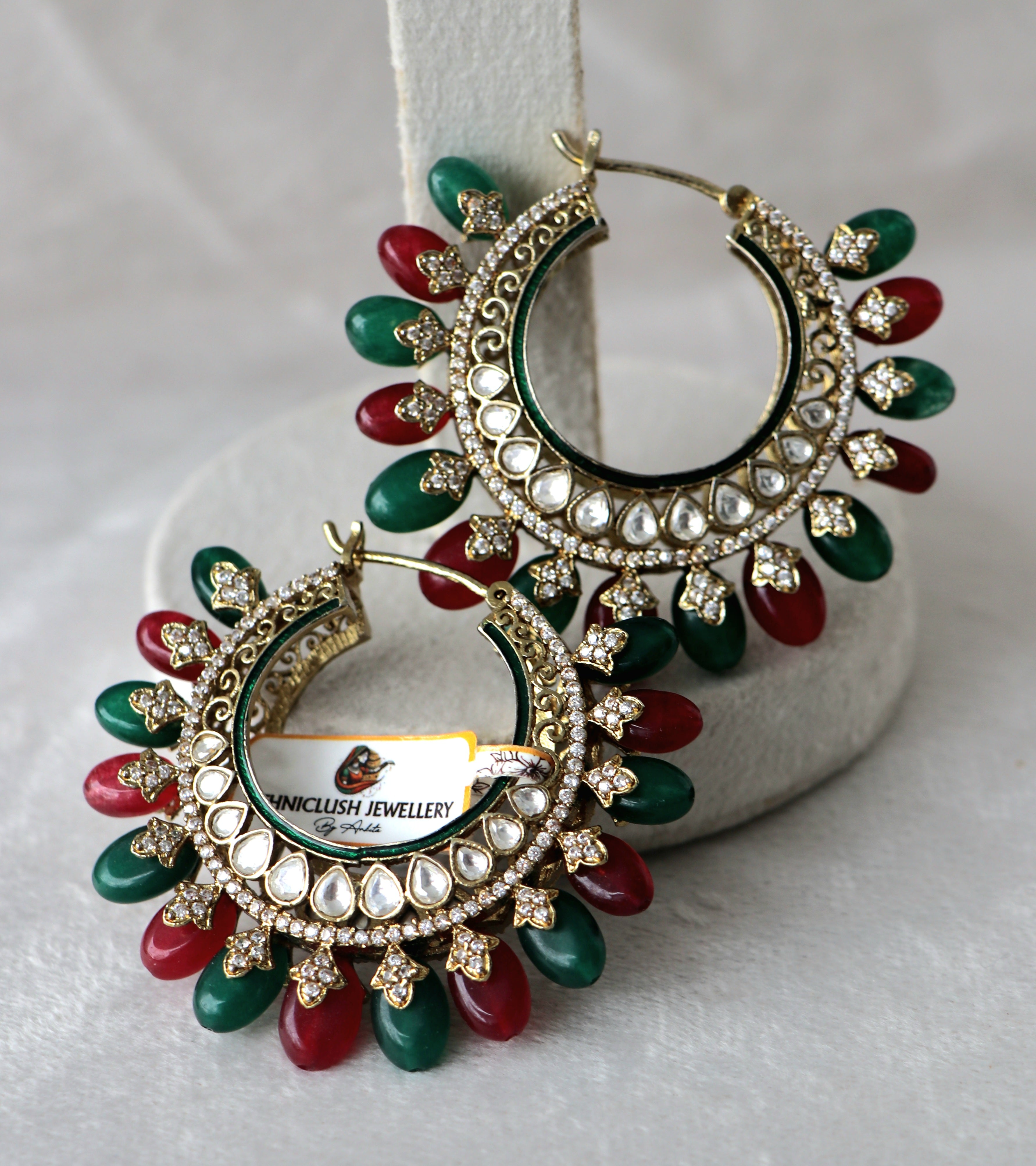 Crimson  Emerald Sunburst Earrings