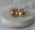 Ruby Kundan Geometric Statement Earrings