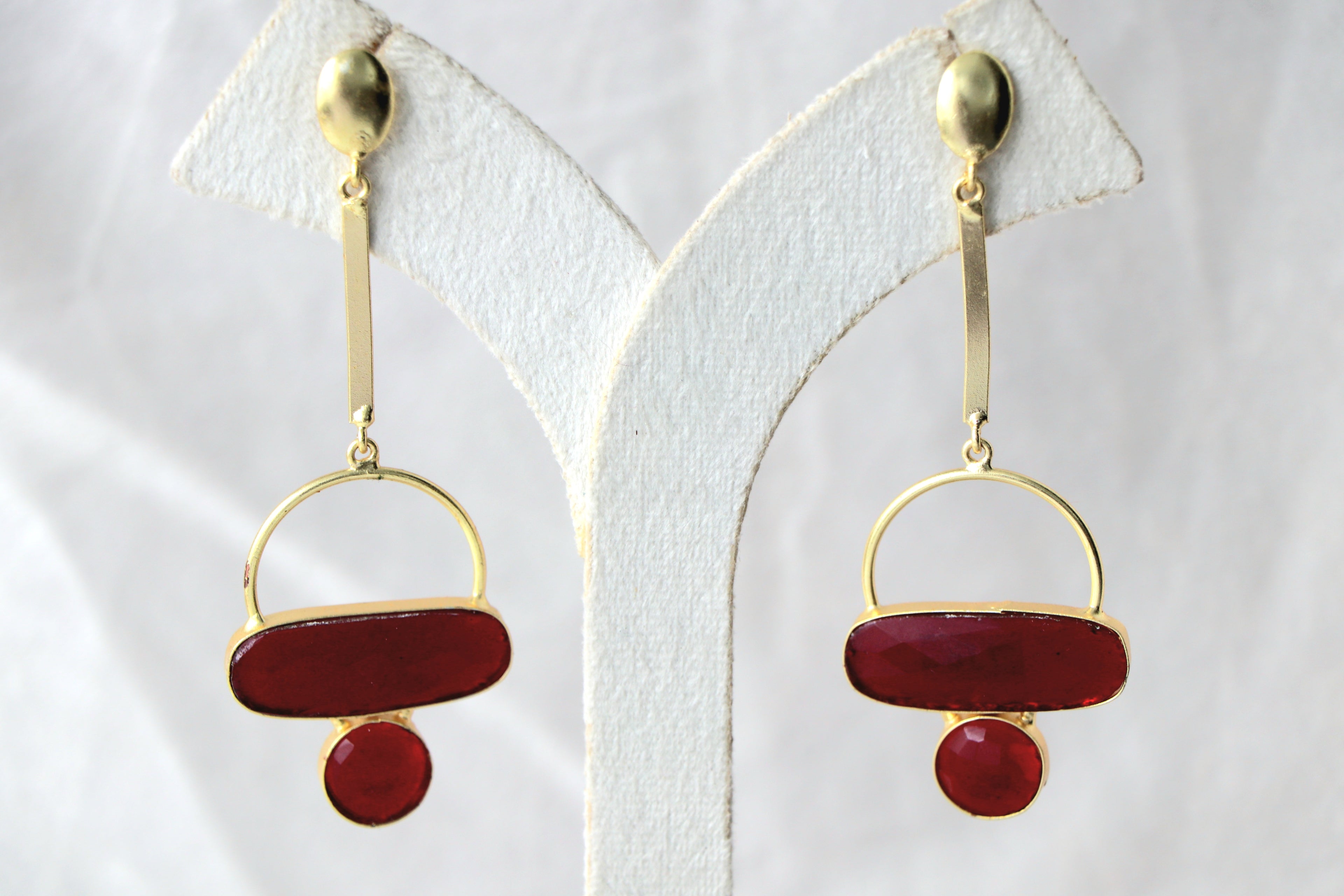 Crimson Geometry Earrings
