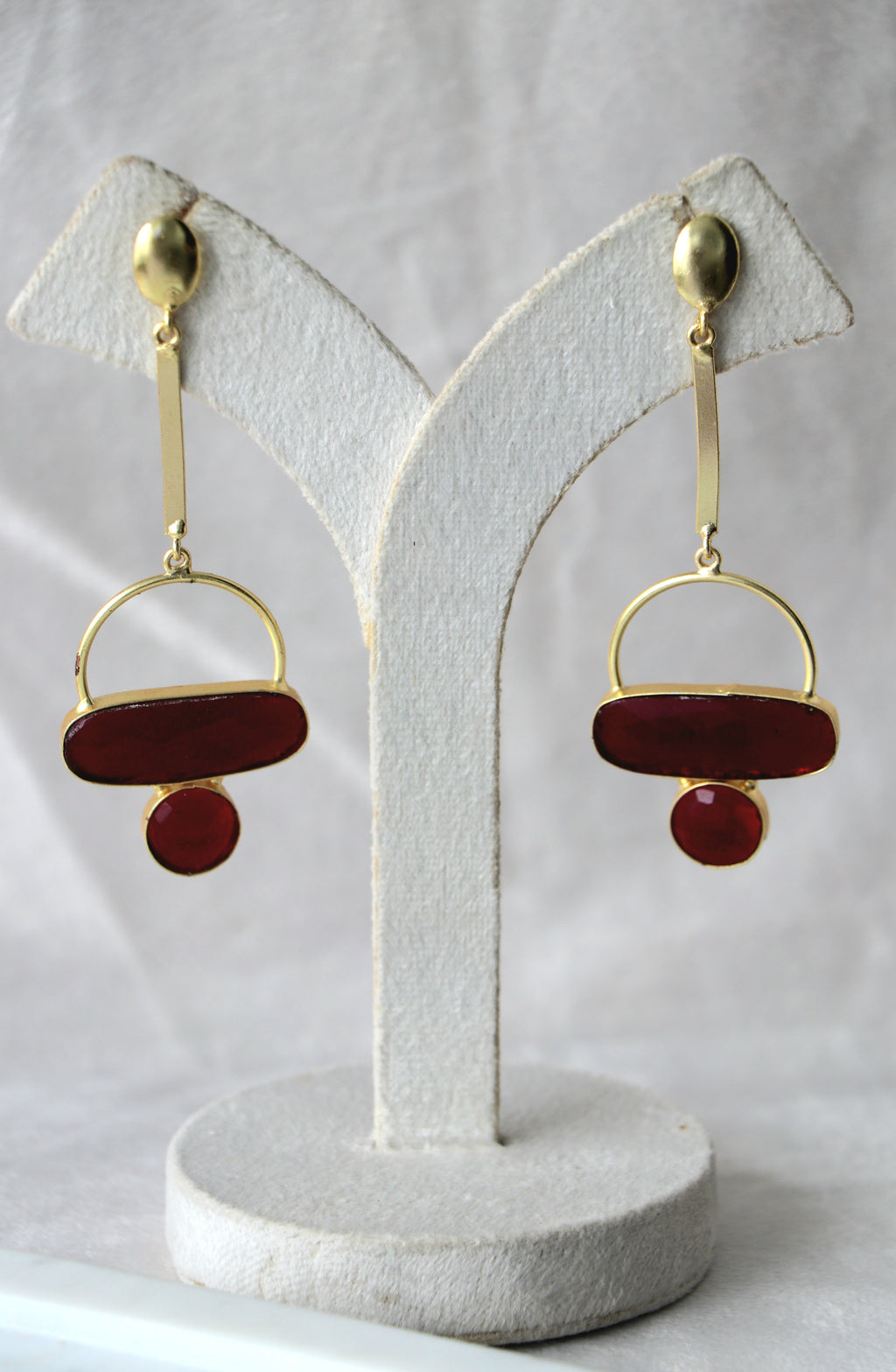 Crimson Geometry Earrings