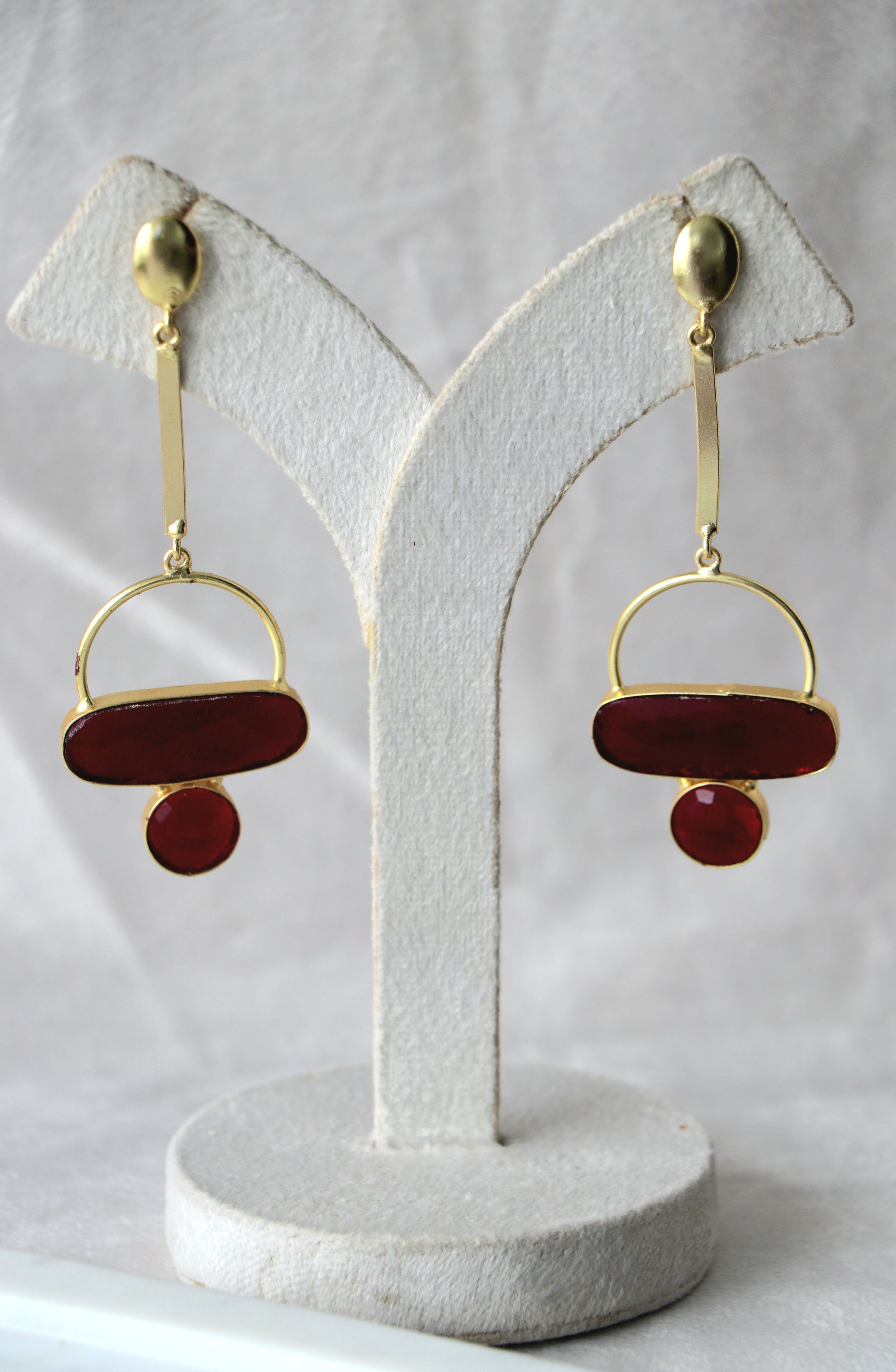 Crimson Geometry Earrings