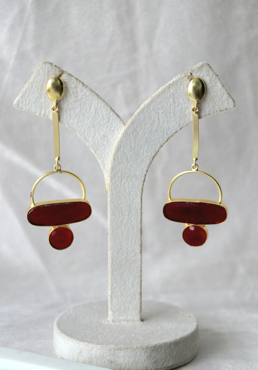 Crimson Geometry Earrings