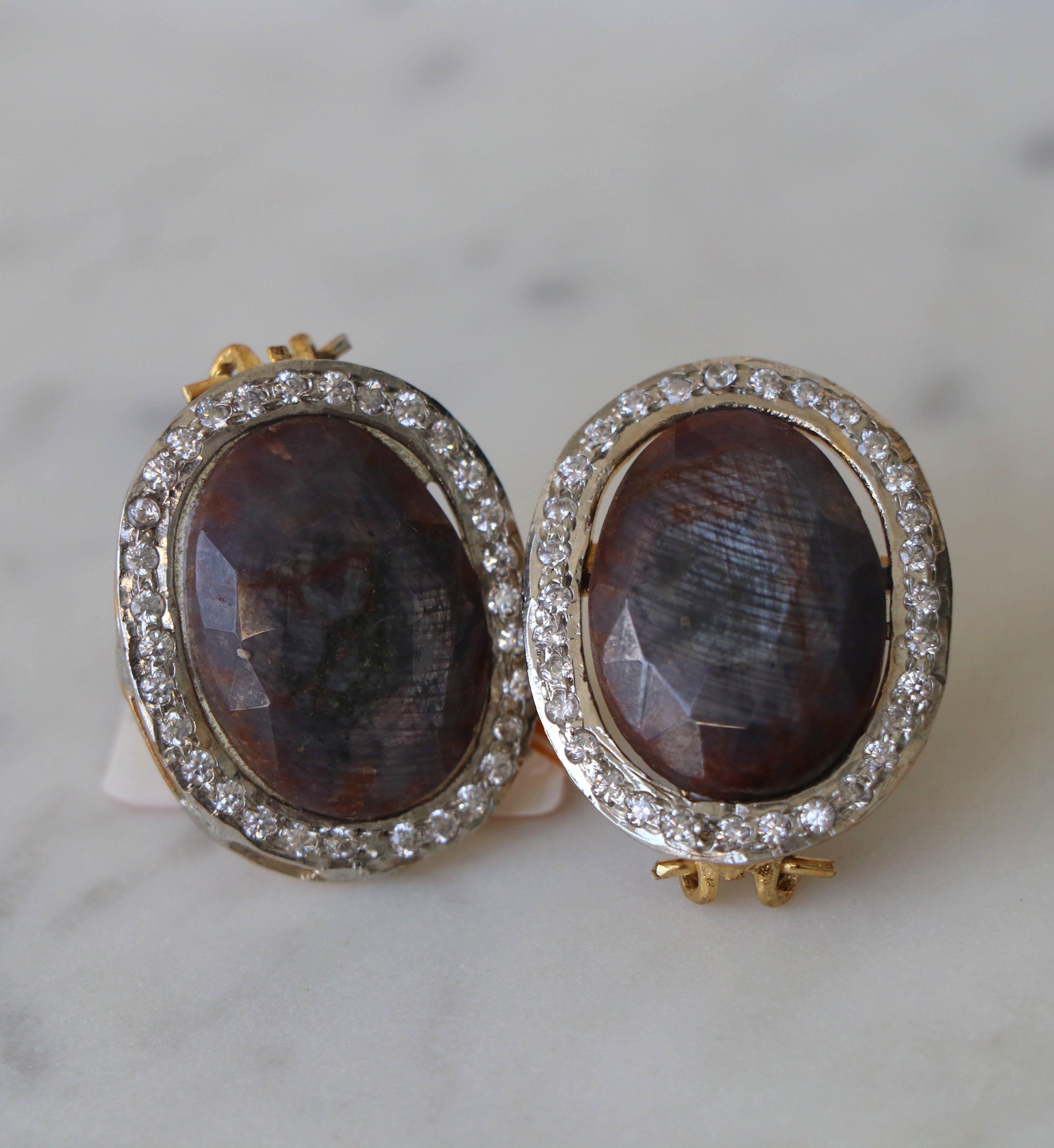 Sapphire Halo Statement Earrings