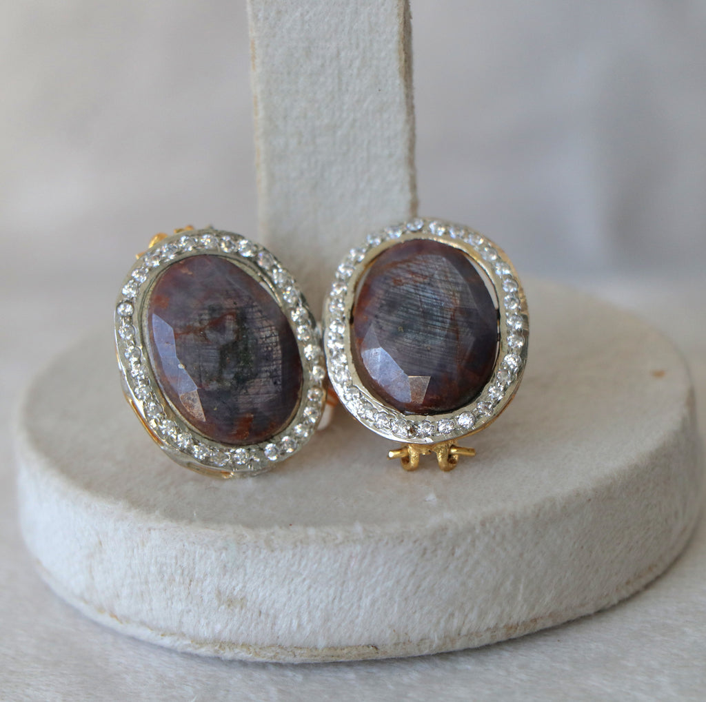 Sapphire Halo Statement Earrings