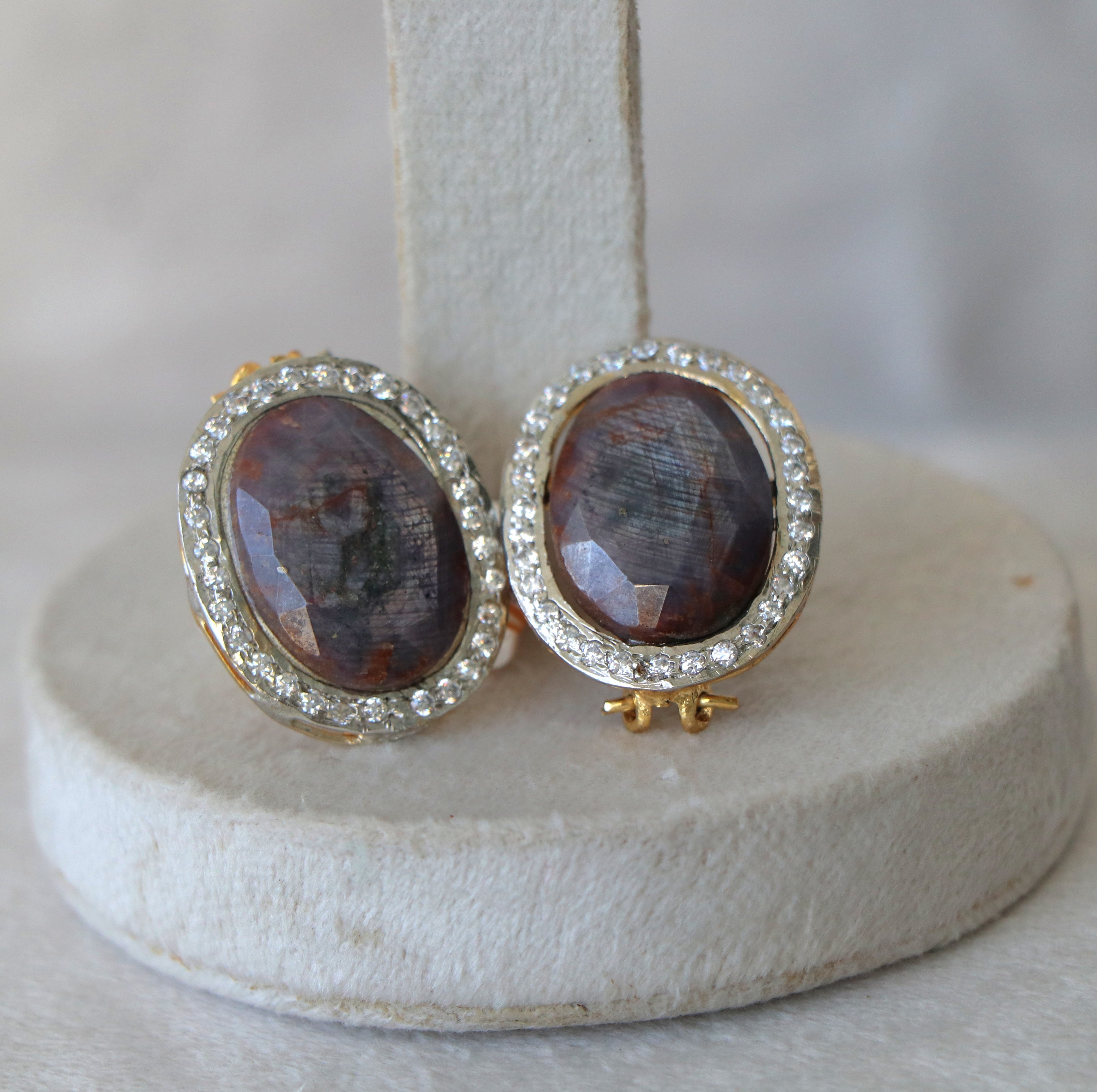 Sapphire Halo Statement Earrings