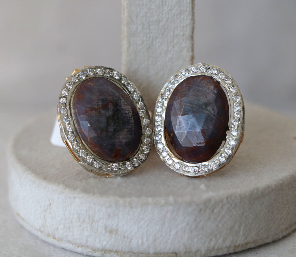 Sapphire Halo Statement Earrings