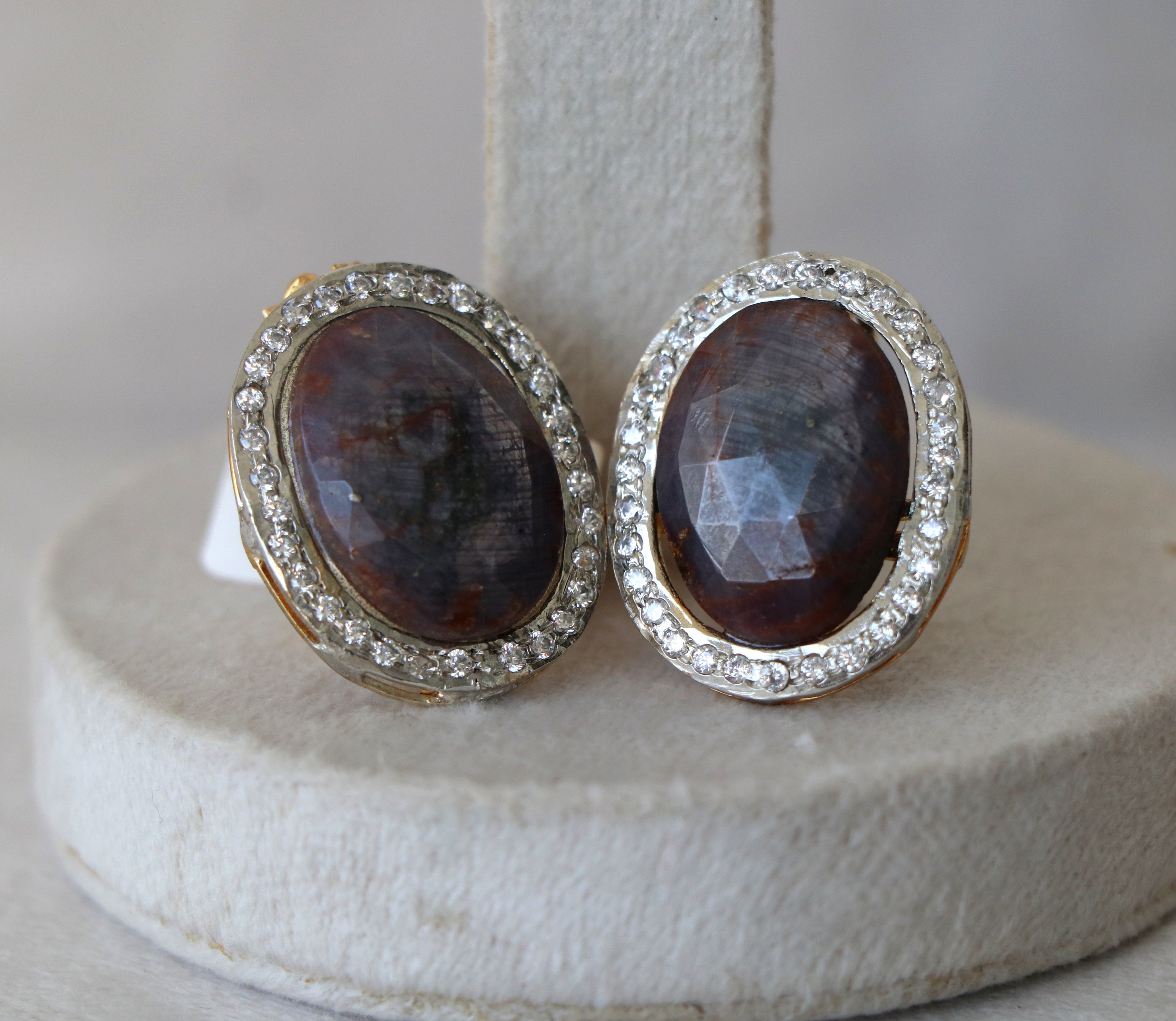 Sapphire Halo Statement Earrings
