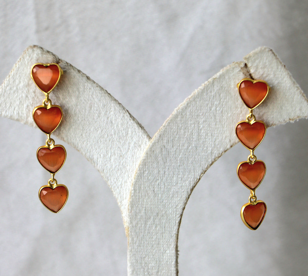 Crimson Heart Cascade Earrings