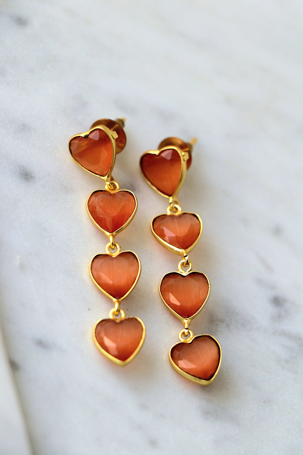 Crimson Heart Cascade Earrings