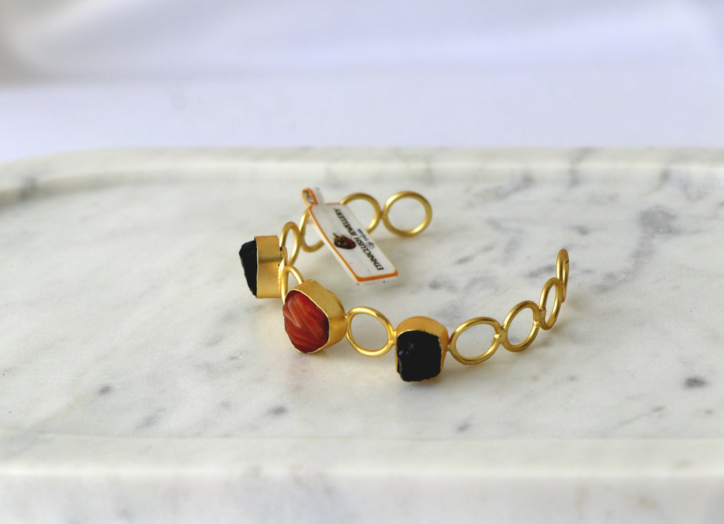 Ruby Amethyst Quartz Triad Bracelet