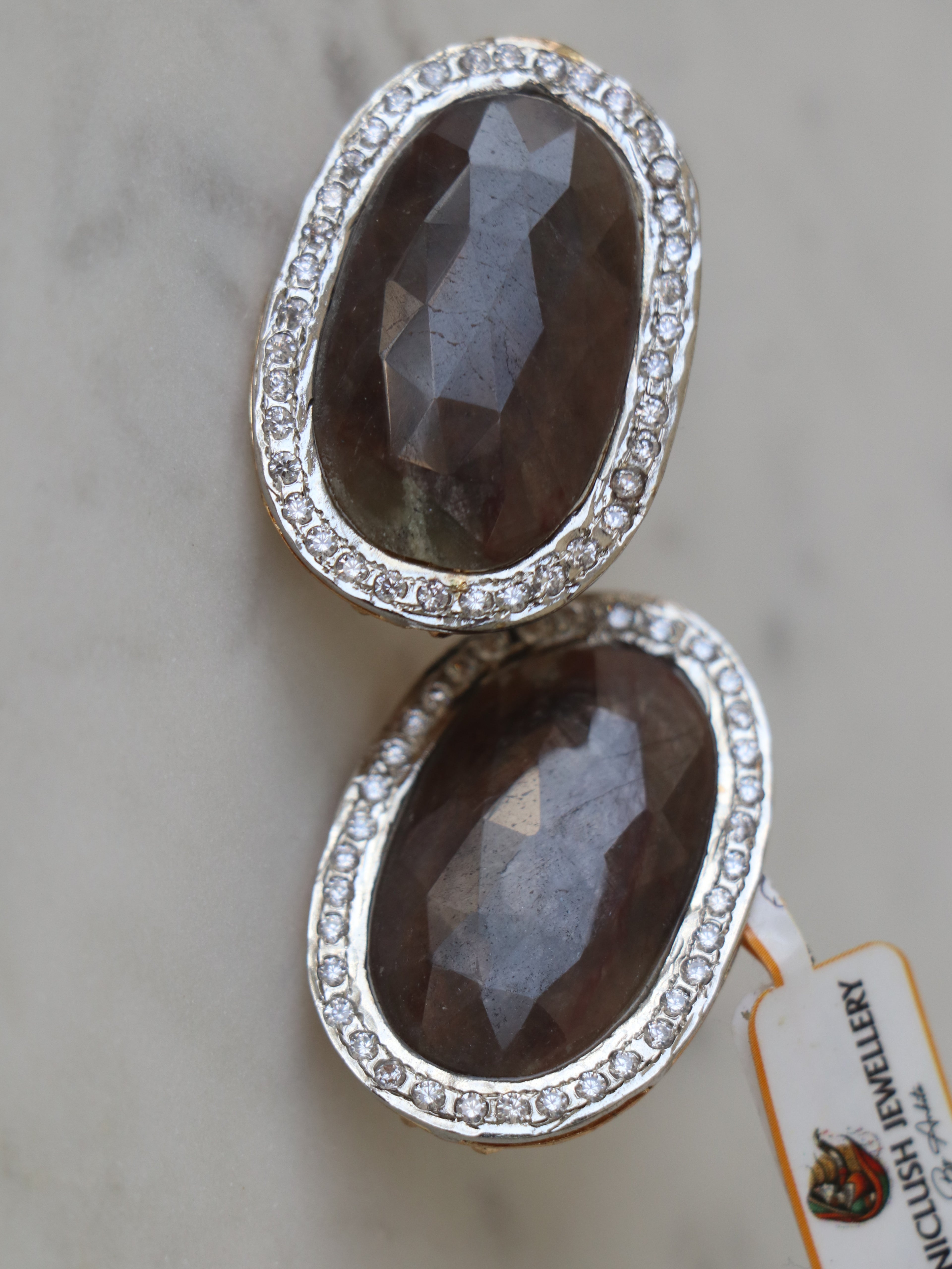 Sapphire Oval Halo Earrings