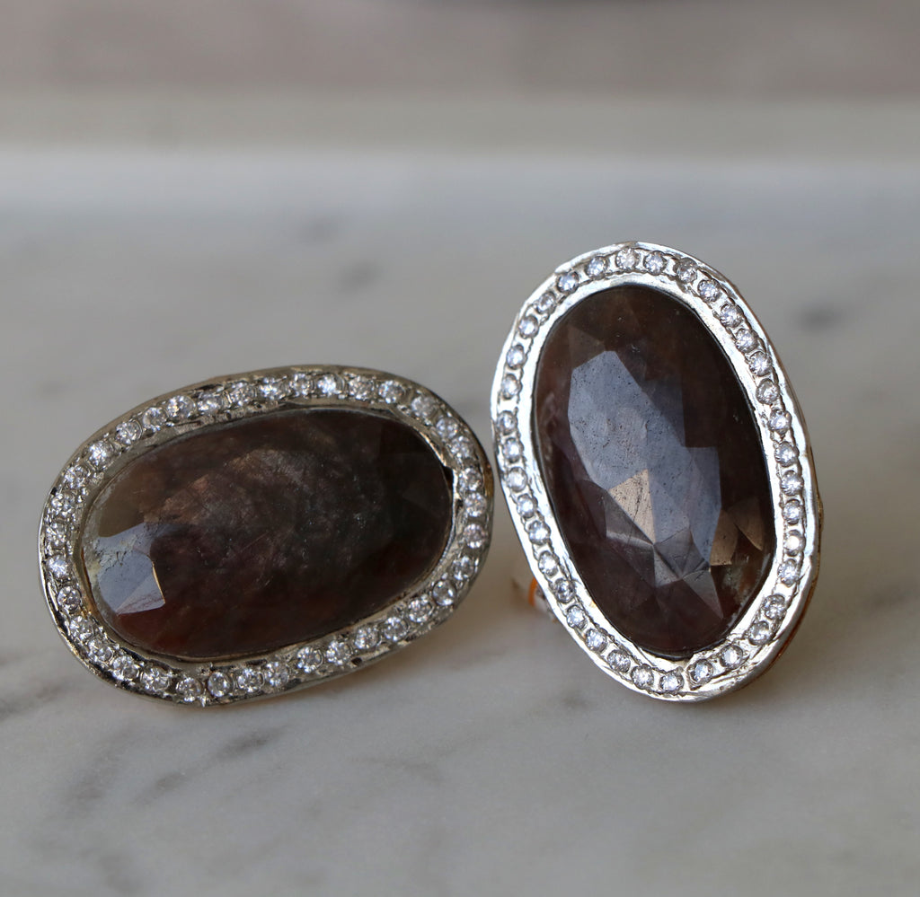 Sapphire Oval Halo Earrings
