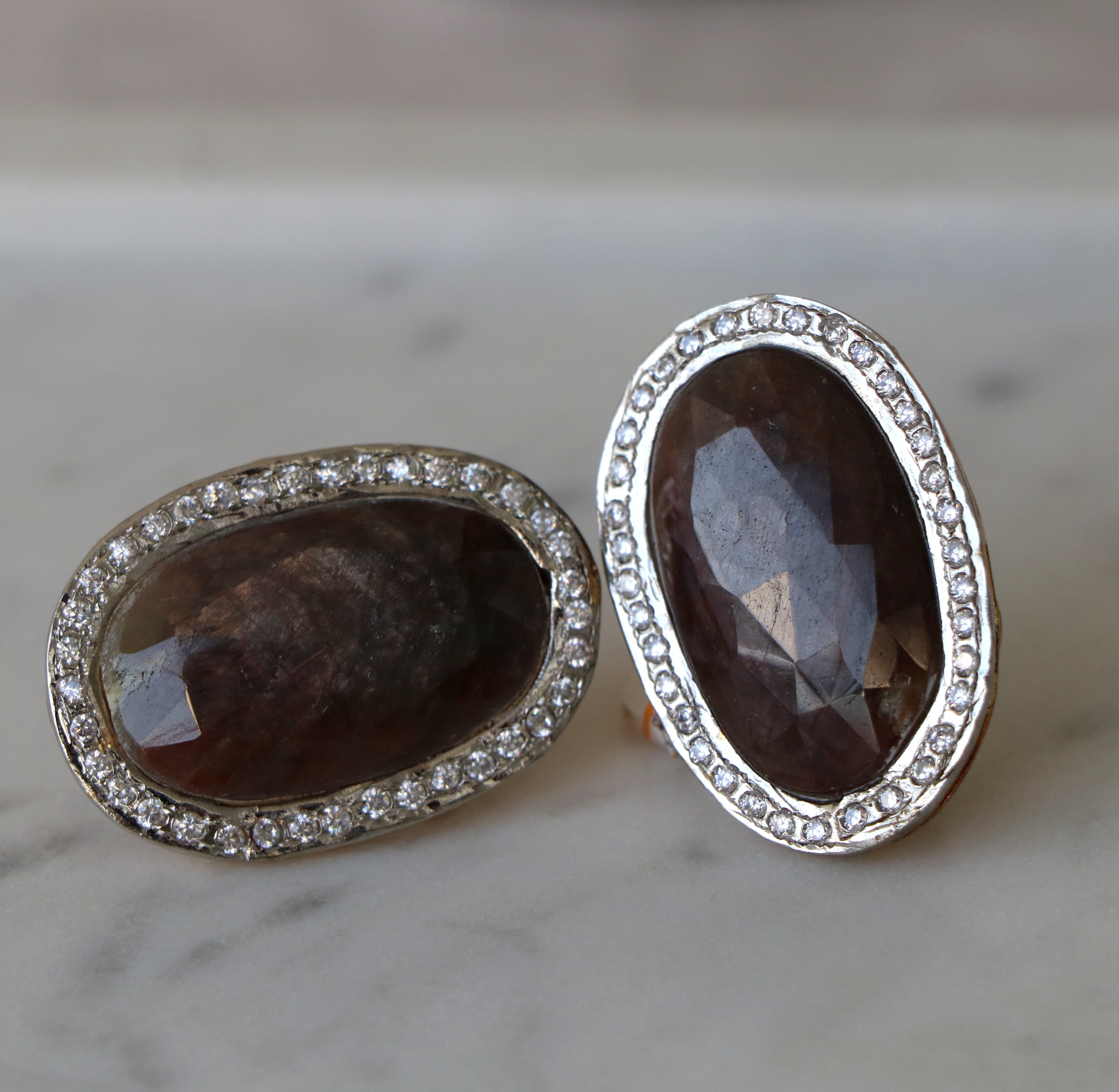 Sapphire Oval Halo Earrings
