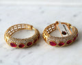 Crimson Lattice Hoop Earrings