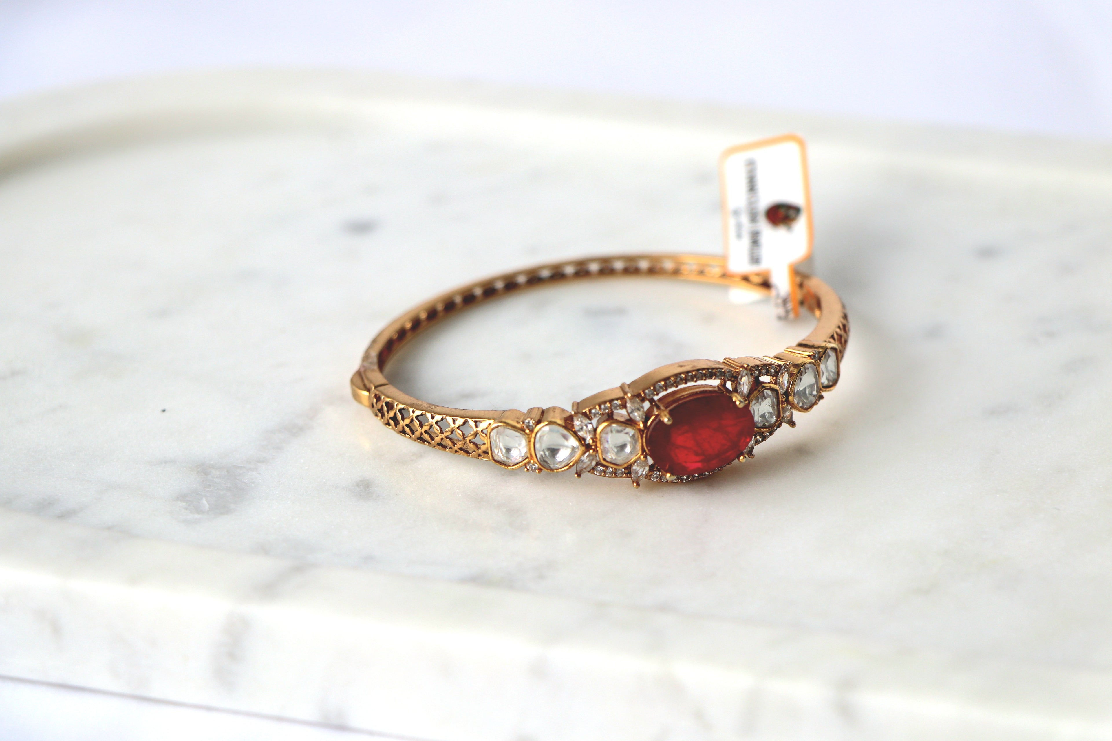 Ruby Red Statement Polki Bangle Bracelet