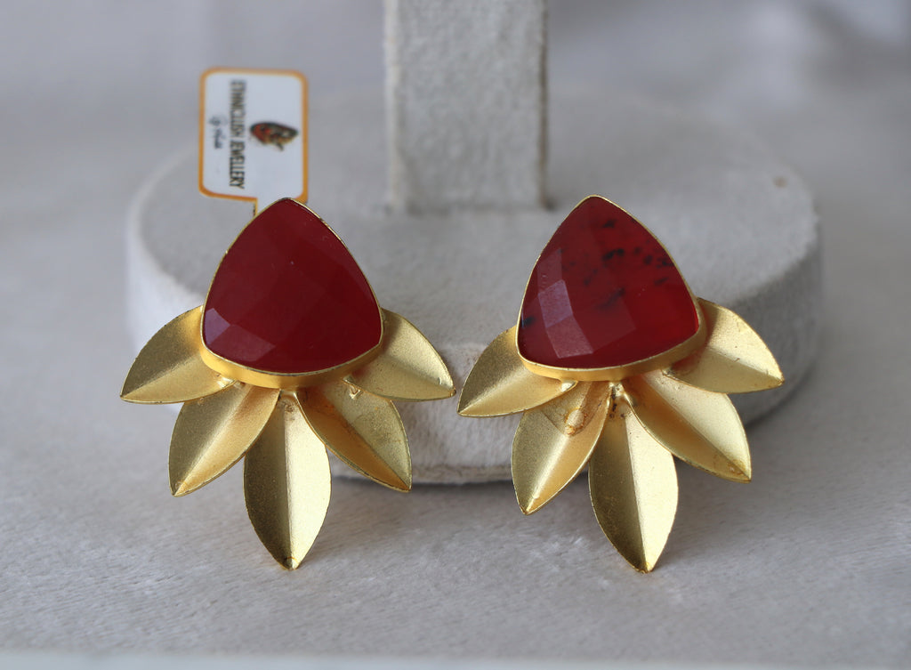 Crimson Leaf Statement Earrings