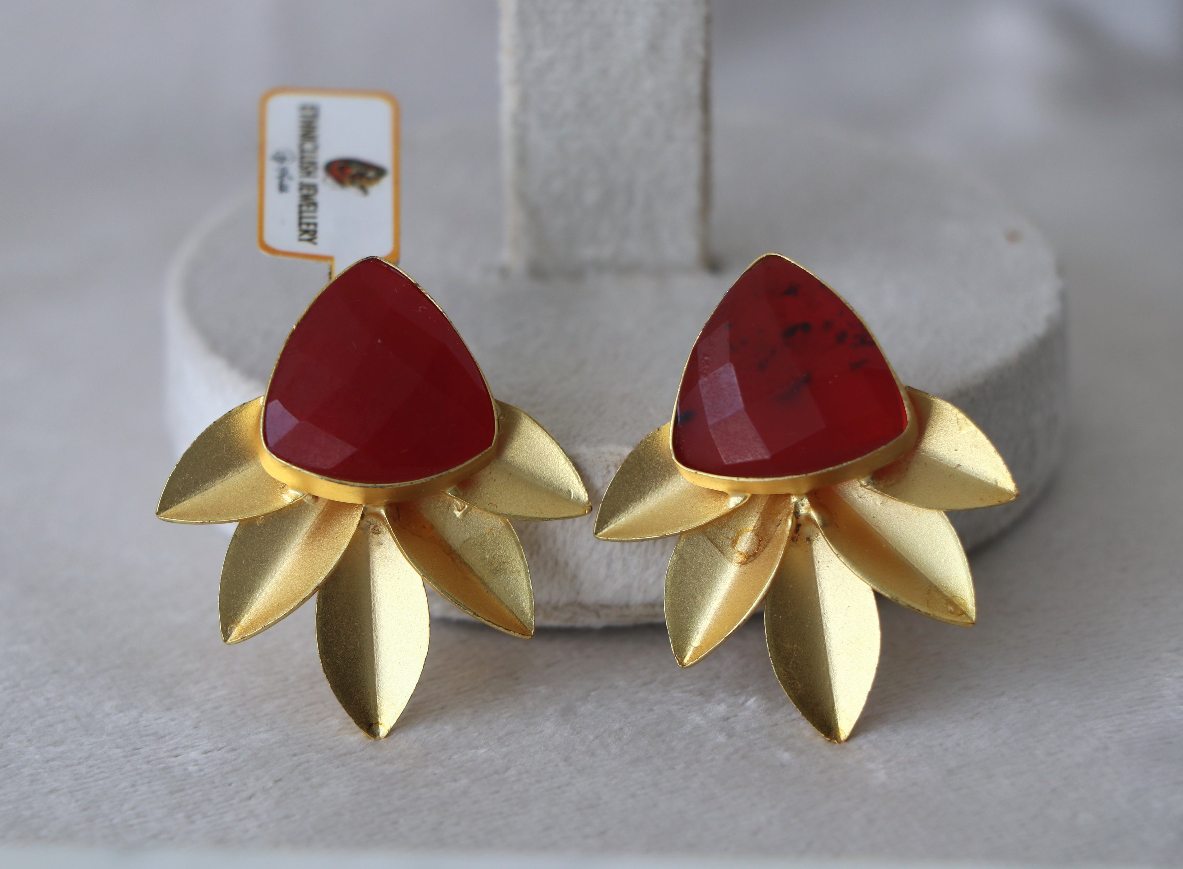 Crimson Leaf Statement Earrings