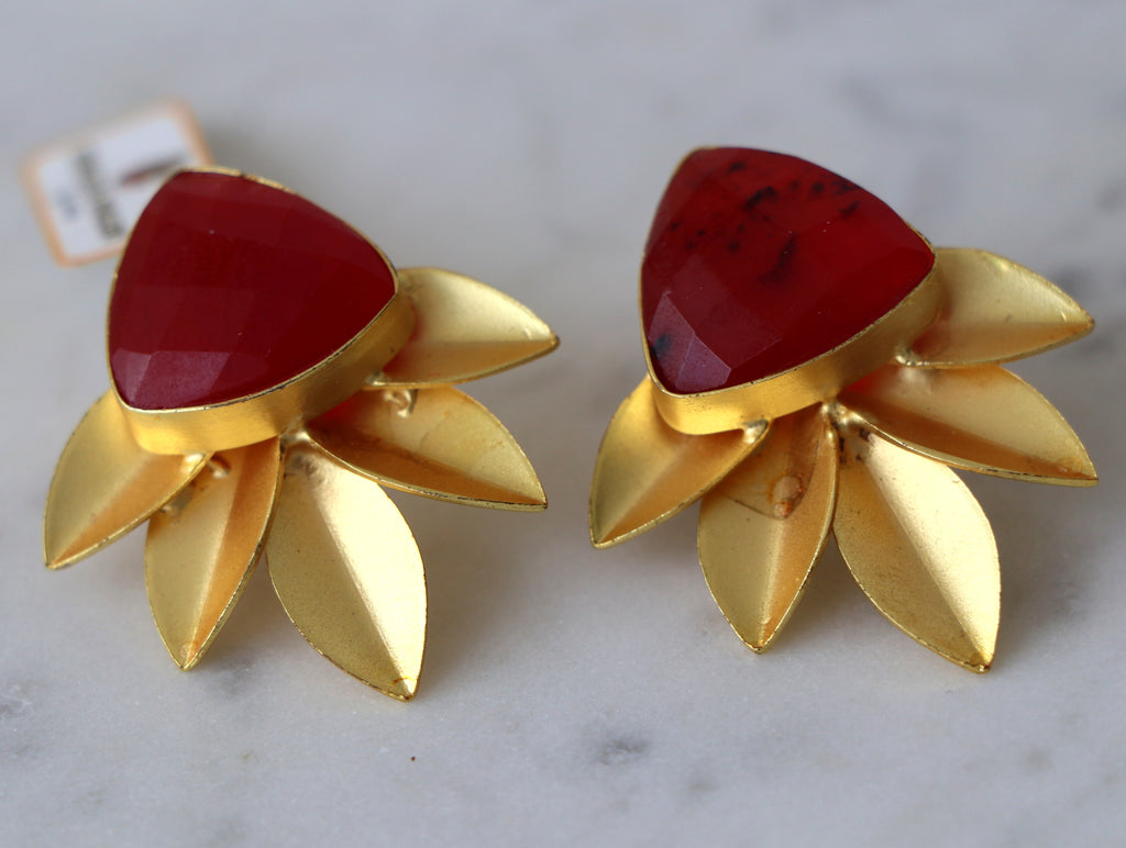 Crimson Leaf Statement Earrings