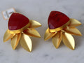 Crimson Leaf Statement Earrings