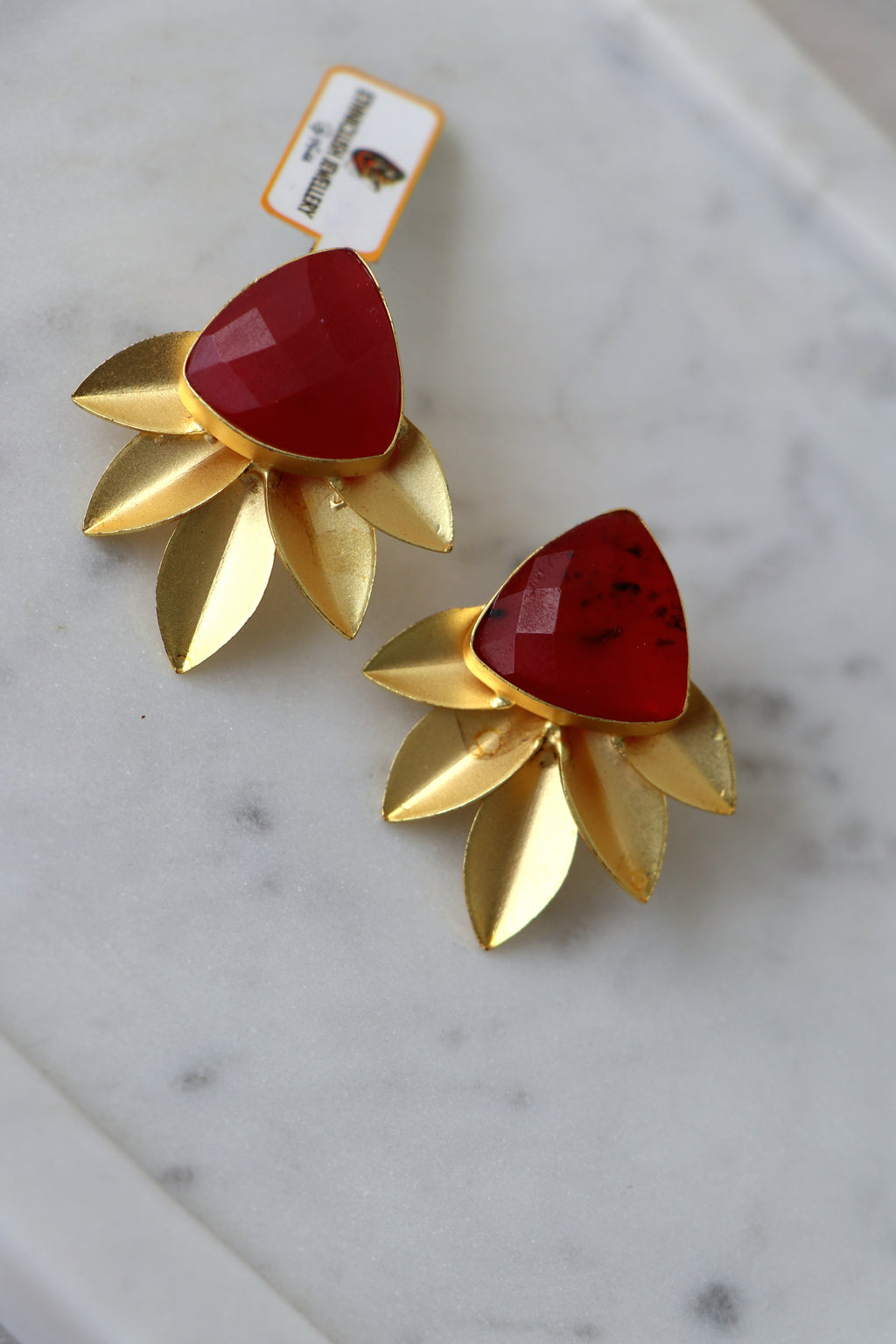 Crimson Leaf Statement Earrings