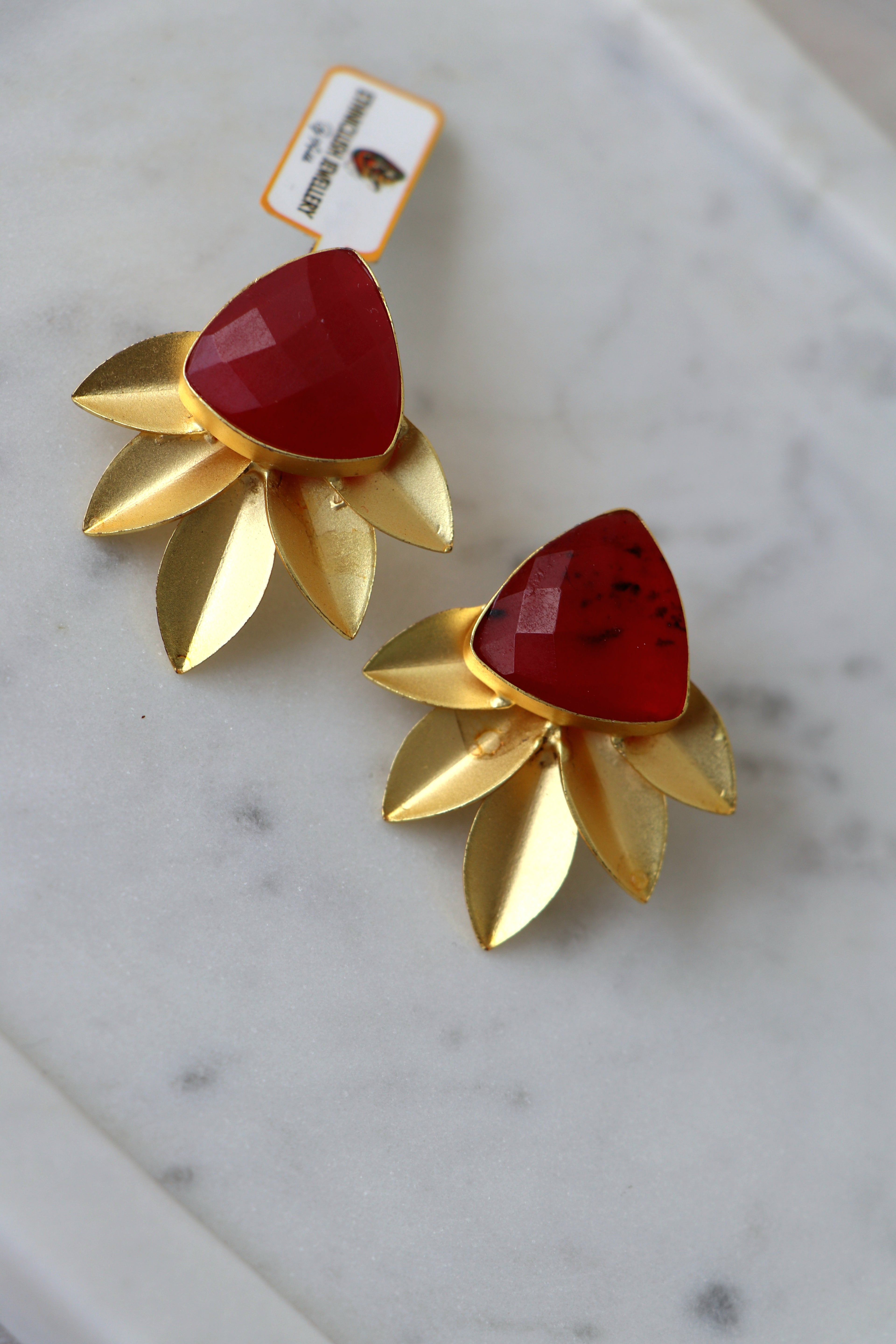 Crimson Leaf Statement Earrings